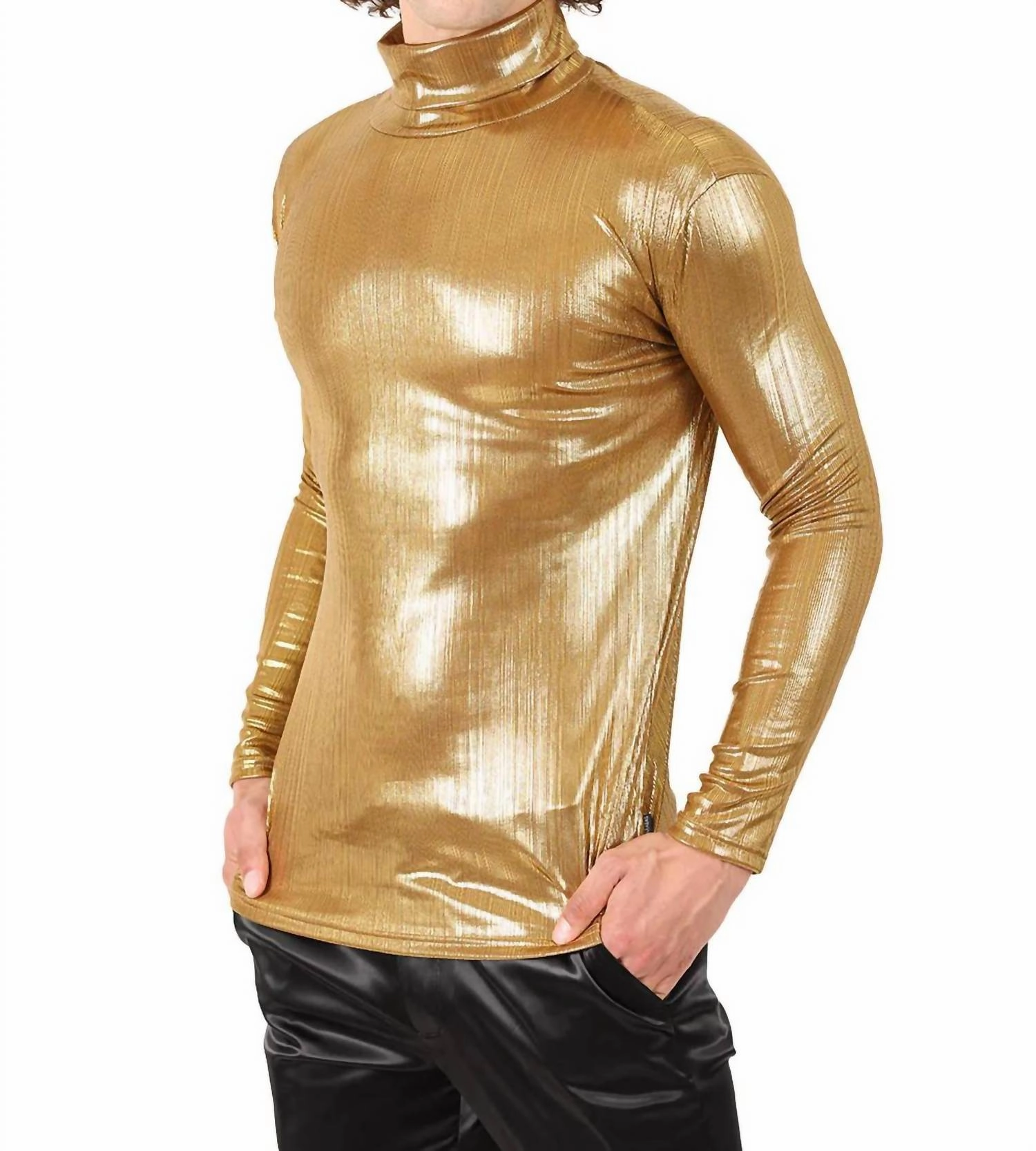 Hotter Than Hell Metallic Turtleneck Sweater In Light Gold turtleneck sweaters sale