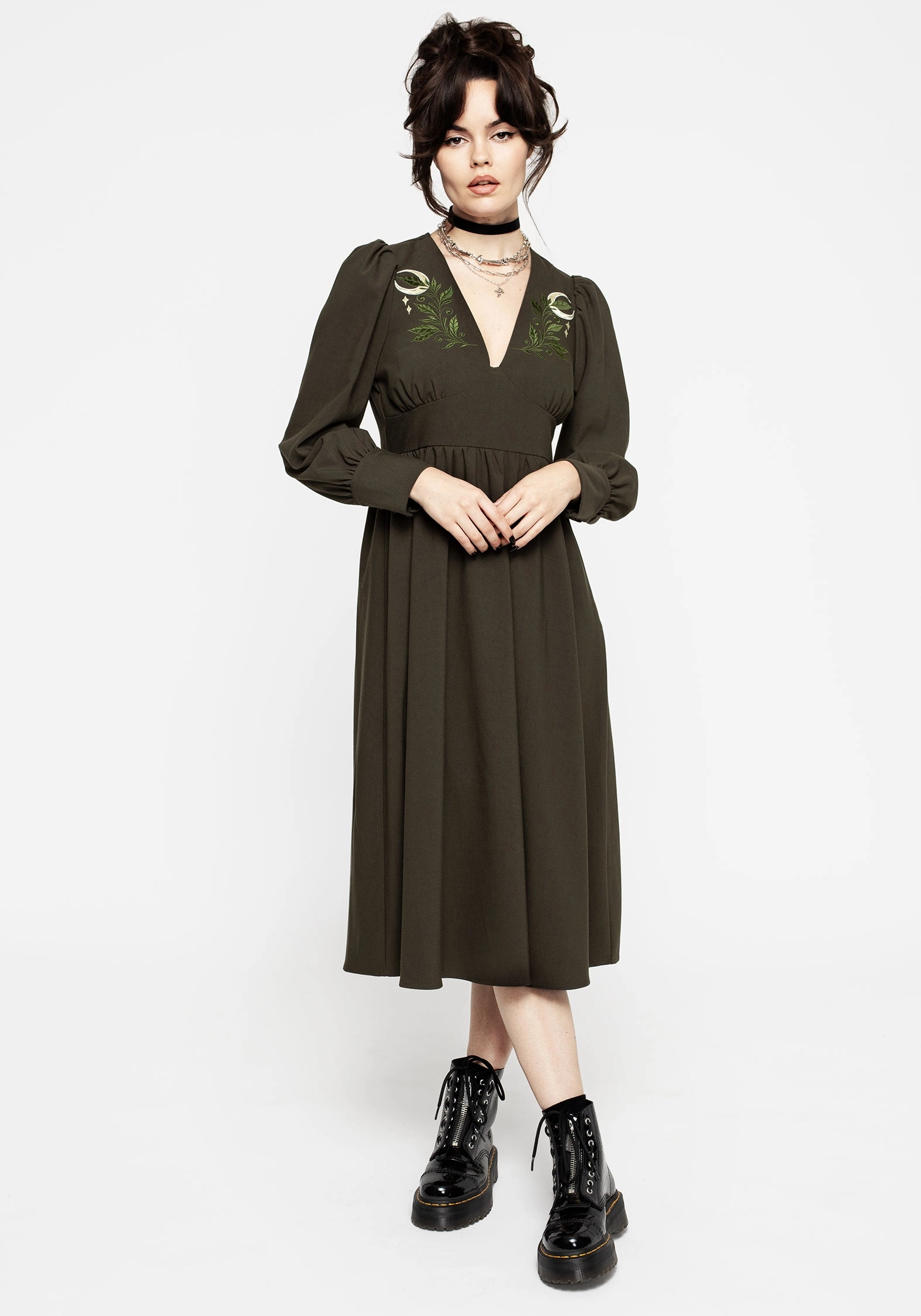 Huldra Embroidered Midi Dress Dresses Womens - beach dresses cheap