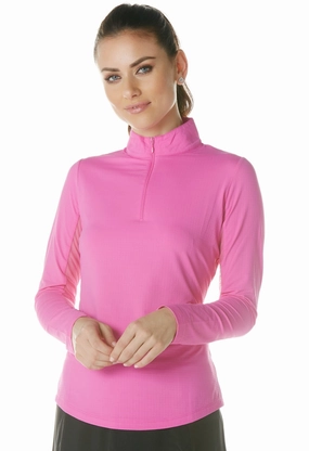 IBKUL Long Sleeve Mock Neck Top - Hot Pink summer dresses best deals