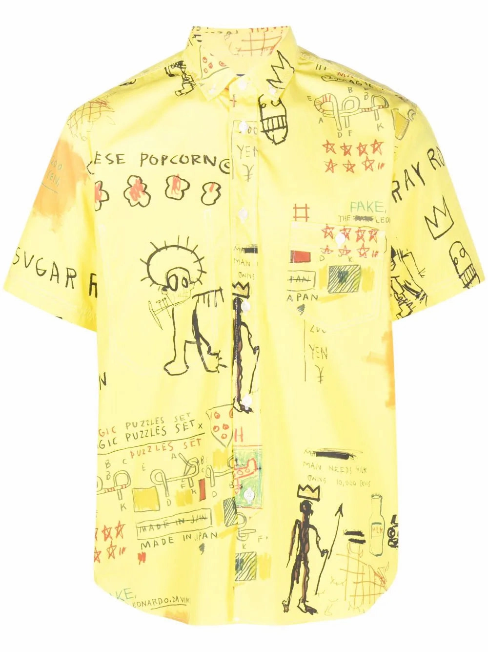Illustration-Print Cotton Shirt mens polos clearance