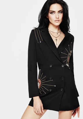 Ingrid Hand Embroidered Applique Blazer Dress Dresses Womens - beach dresses cheap