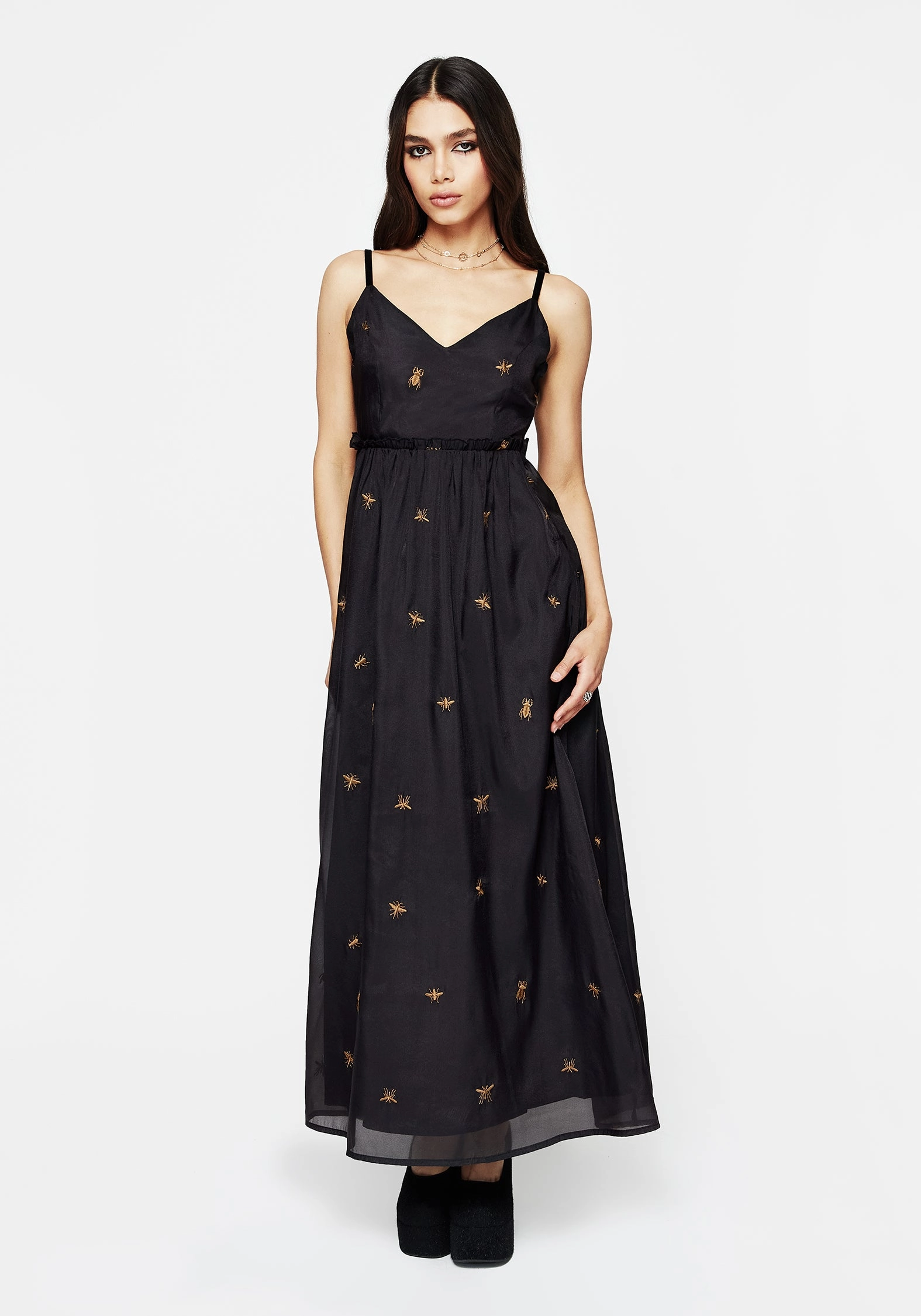 Insectarium Embroidered Organza Cami Gown Dresses Womens - beach dresses cheap