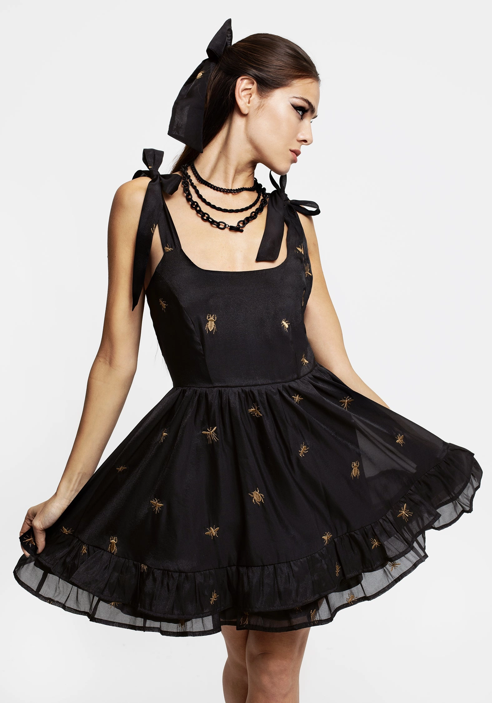 Insectarium Embroidered Organza Tiered Corset Mini Dress Dresses Womens - beach dresses cheap