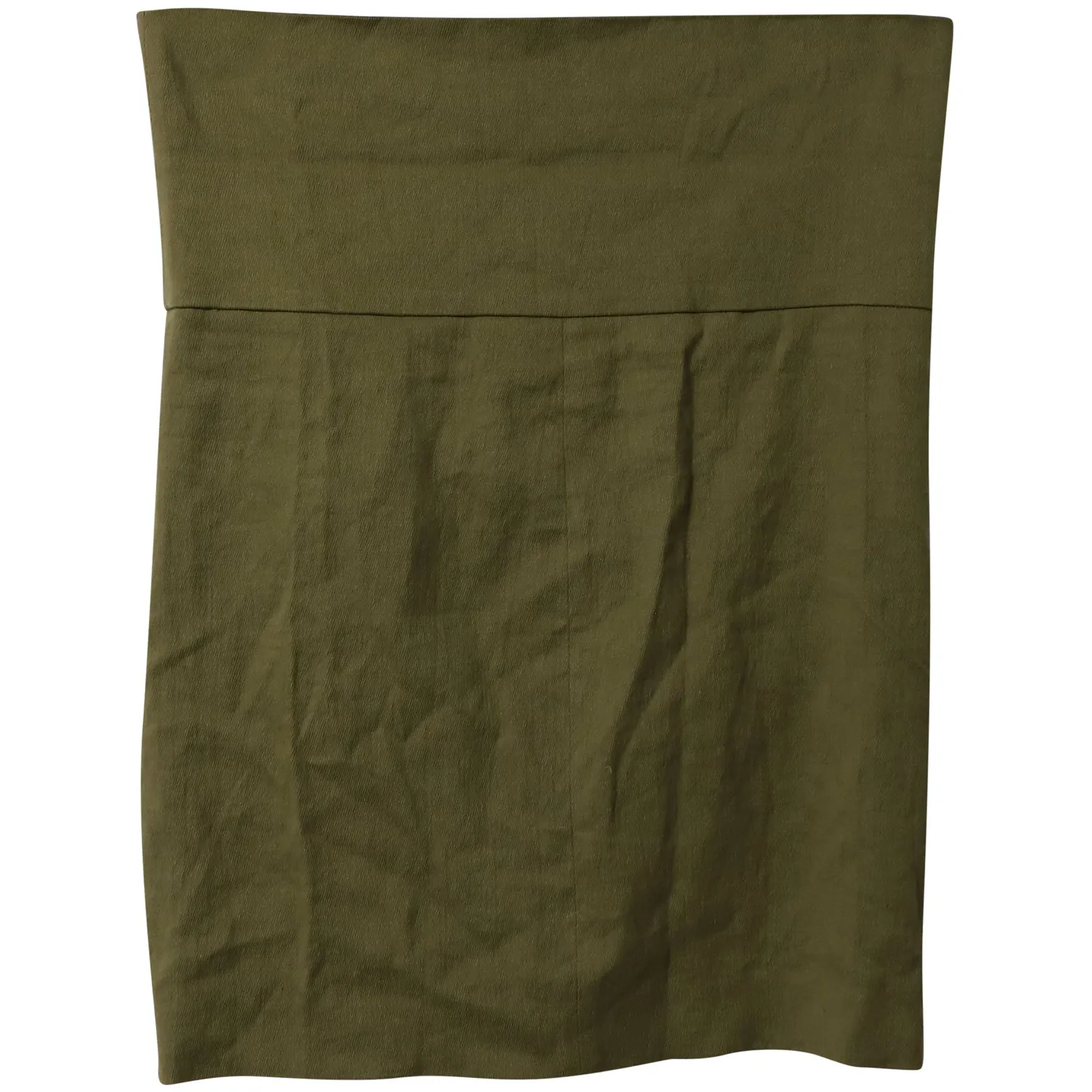 Isabel Marant Wide Waistband Gathered Pencil Skirt in Olive Green Linen