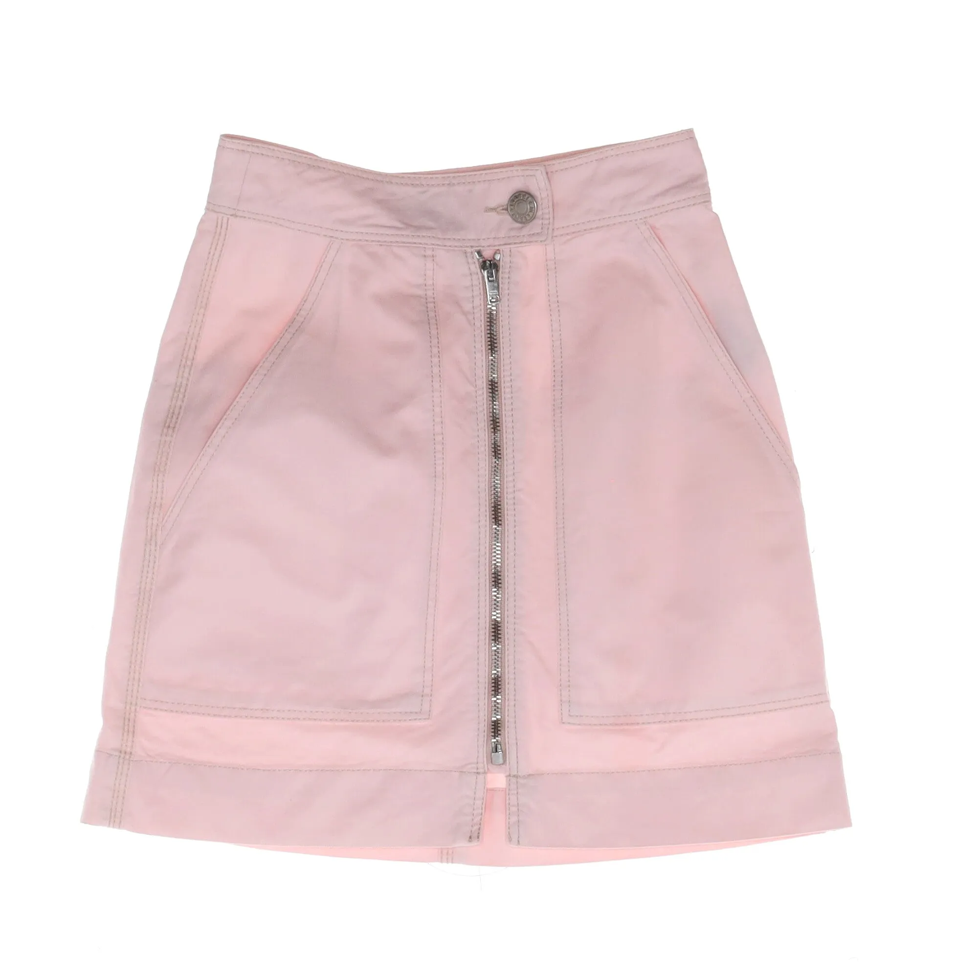Isabel Marant Zip Front Mini Skirt in Pink Cotton