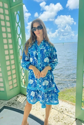IslaPayal Malta Mini Dress - Blue Meadow maxi dresses clearance