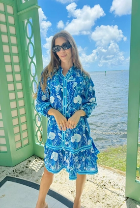 IslaPayal Malta Mini Dress - Blue Meadow cheap womens dresses