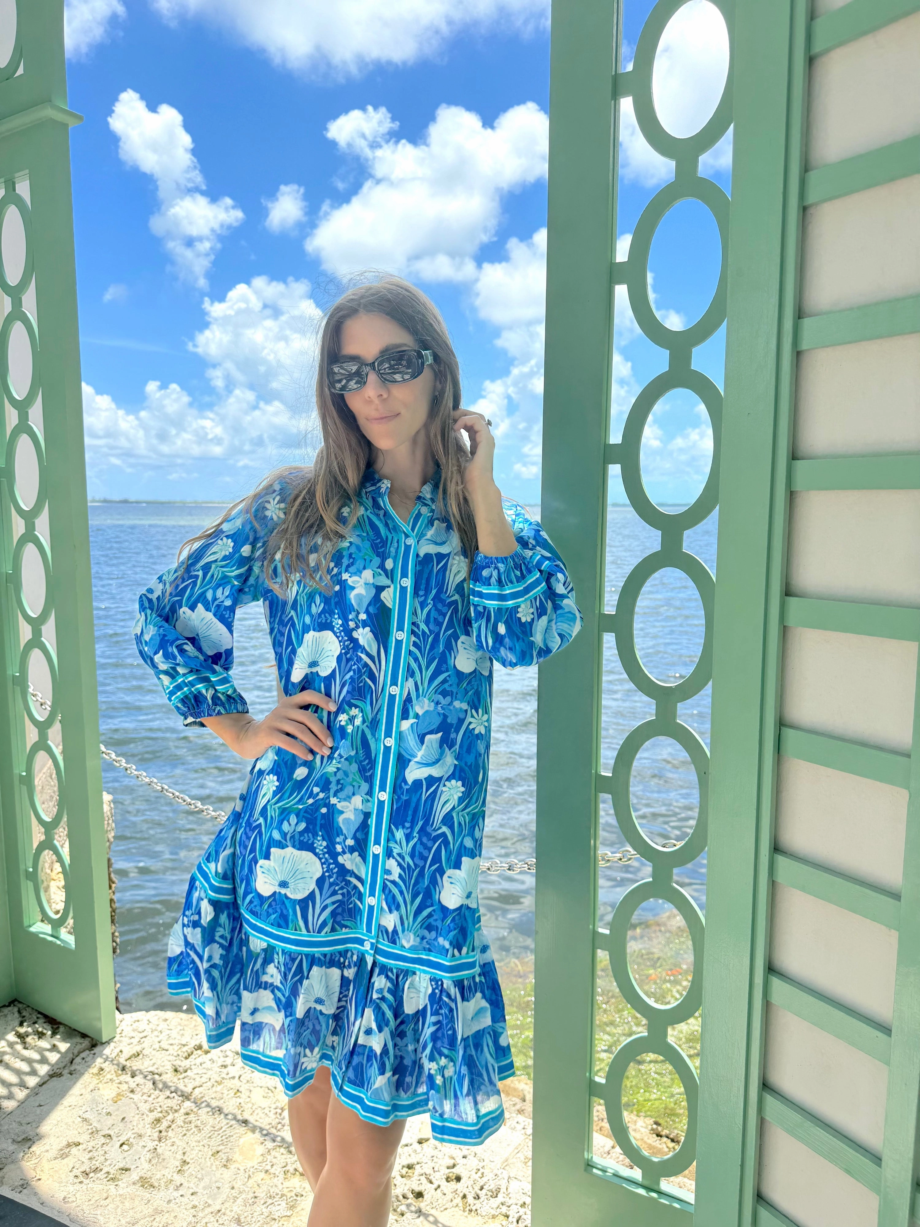 IslaPayal Malta Mini Dress - Blue Meadow