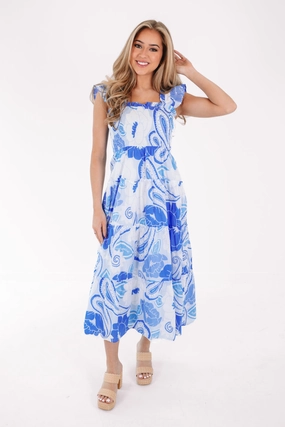 J. Marie Delayney Ruffle Strap Midi Dress maxi dresses clearance