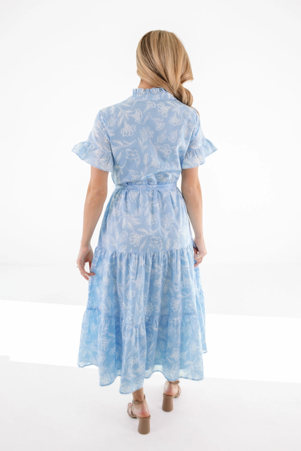 J. Marie Janey Button Up Midi Dress - Blue/White