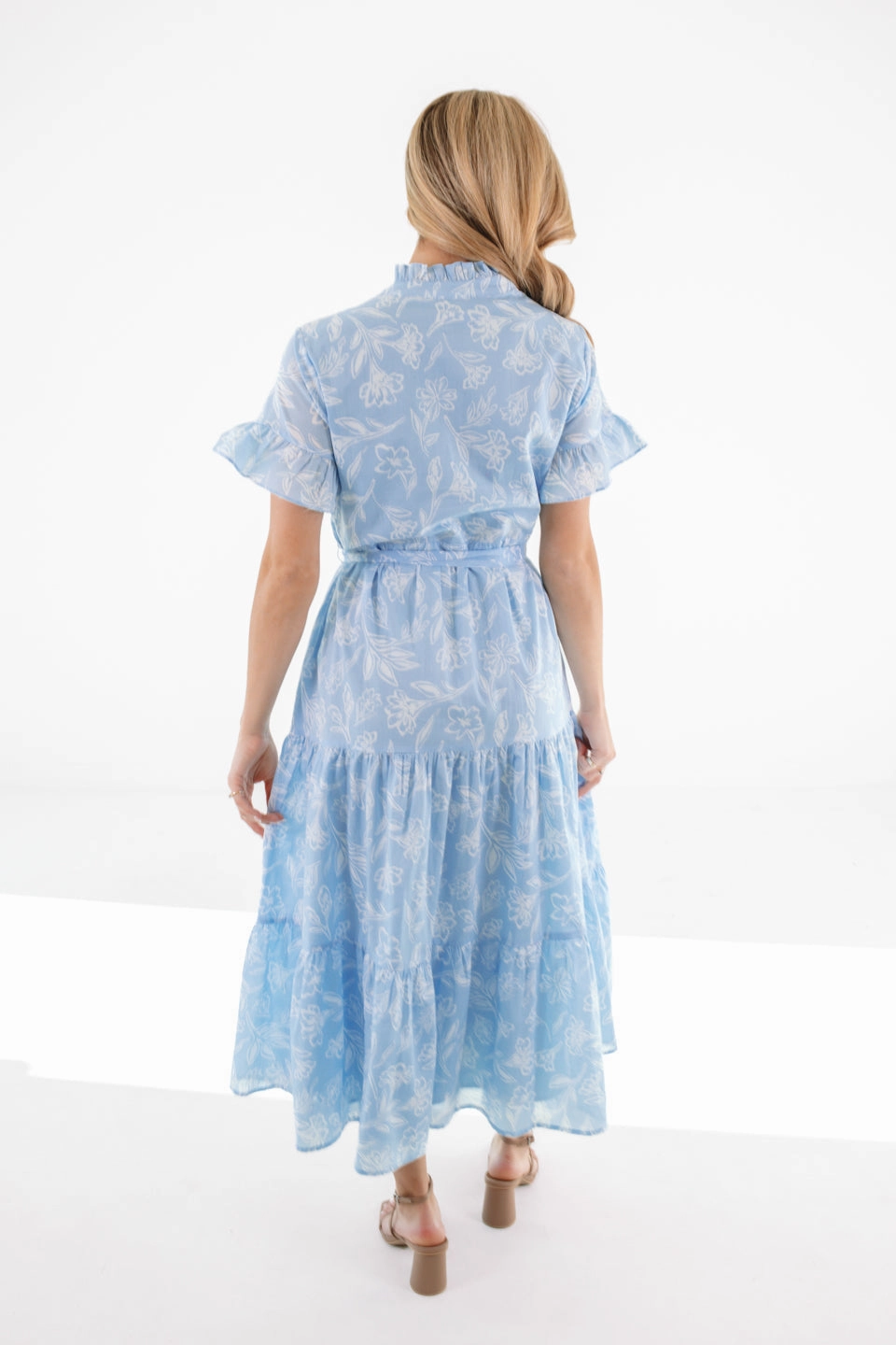 J. Marie Janey Button Up Midi Dress - Blue/White
