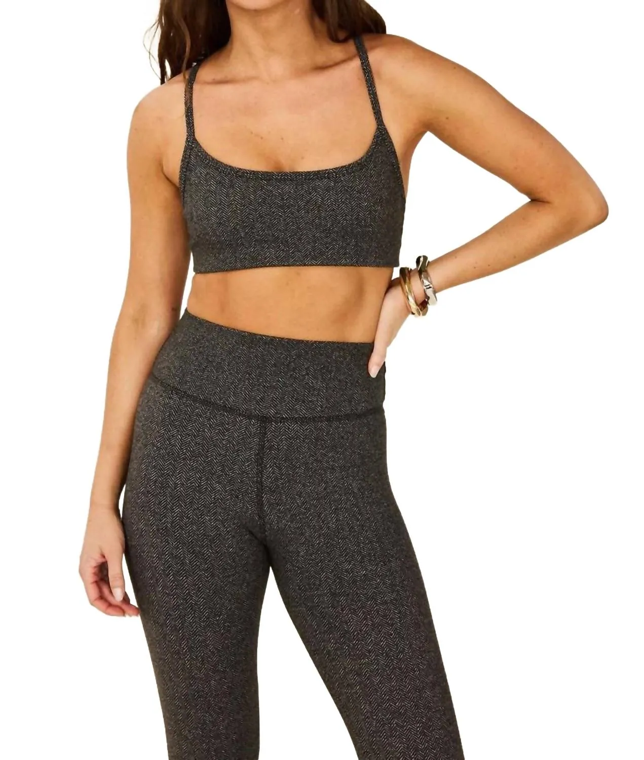 Java Bra In Herringbone Activewear Womens - gym outfits discount