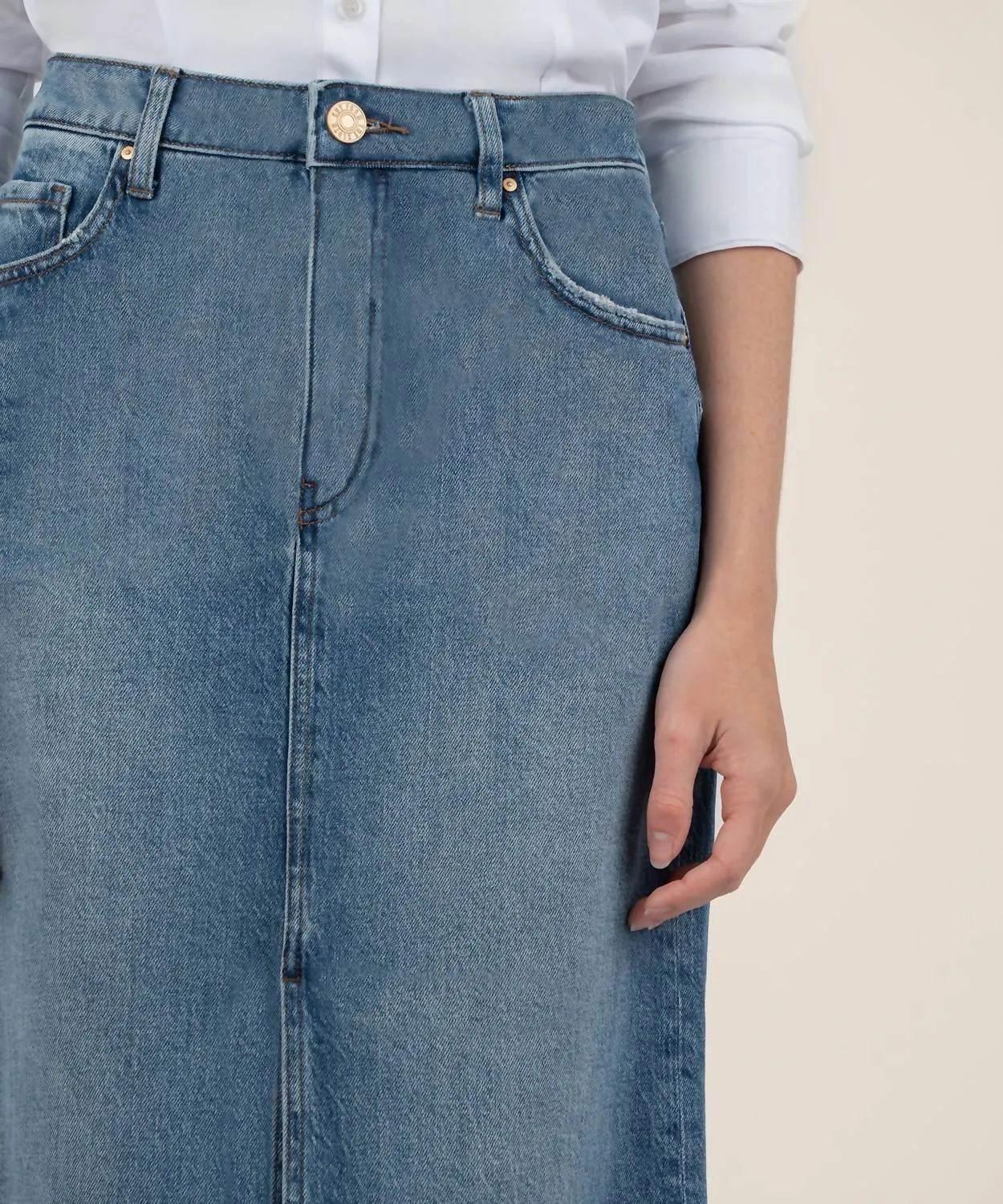 Jen Denim A-Line Skirt In Empowering