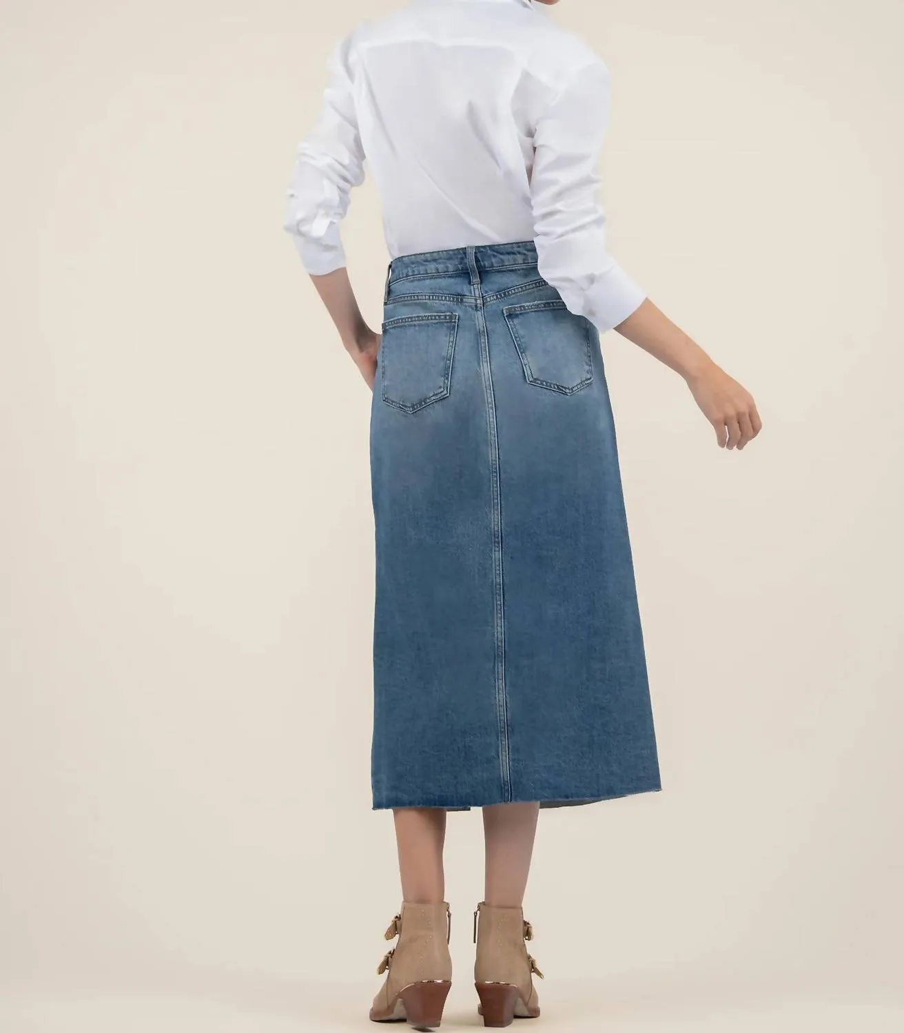 Jen Denim A-Line Skirt In Empowering