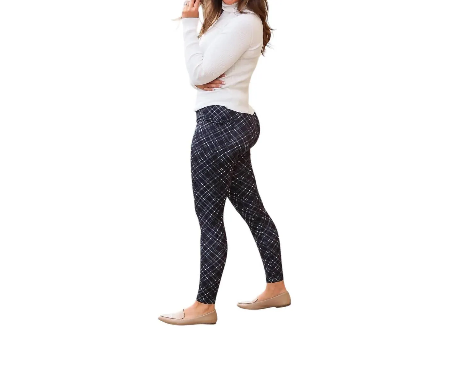 Jillian Plaid Leggings In Grey