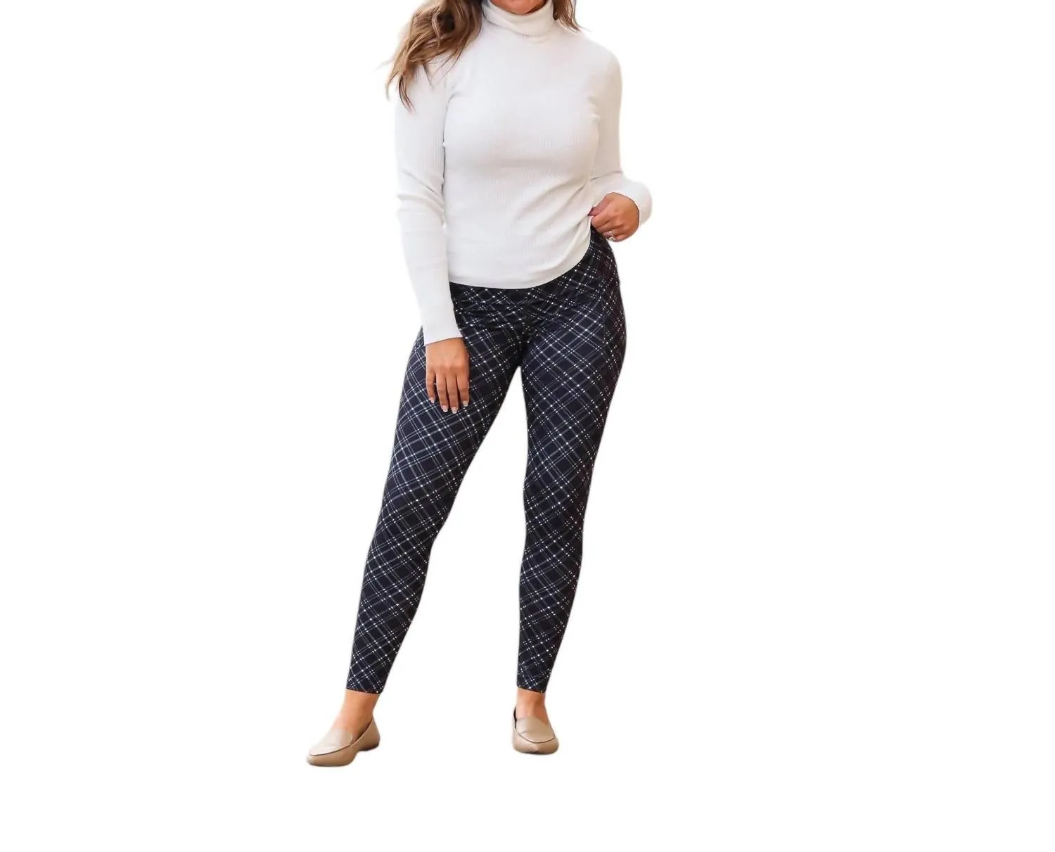 Jillian Plaid Leggings In Grey