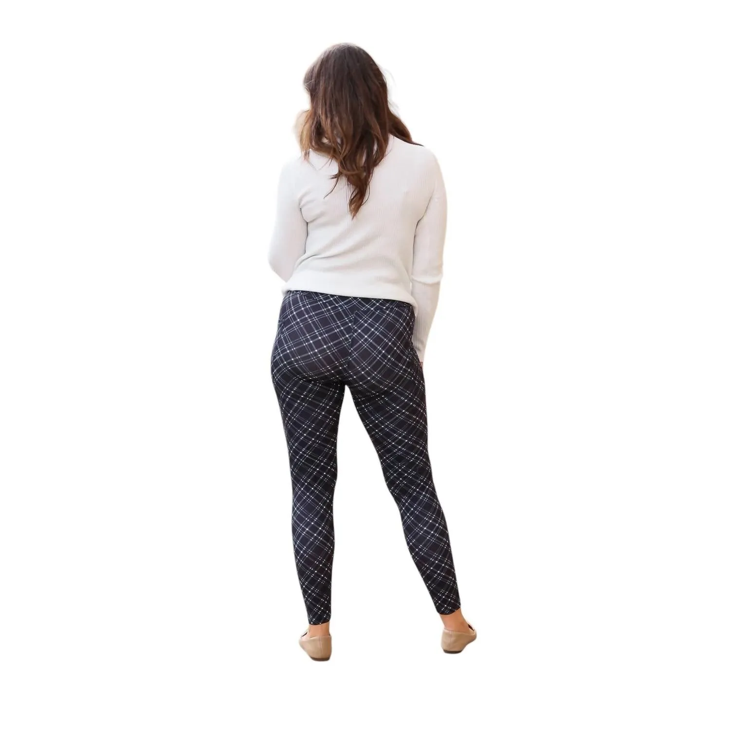 Jillian Plaid Leggings In Grey