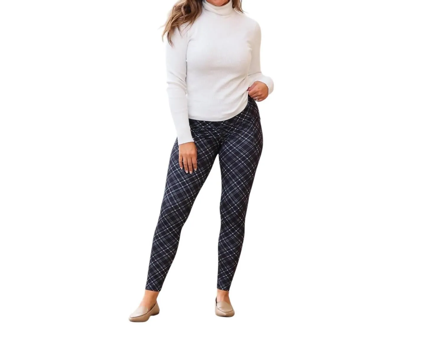 Jillian Plaid Leggings In Navy Activewear Womens - fitness leggings online