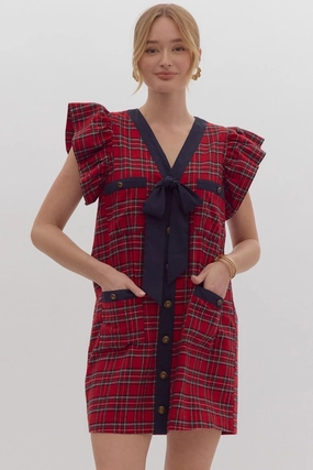 Jingle Bell Plaid Tweed Dress discount party dresses