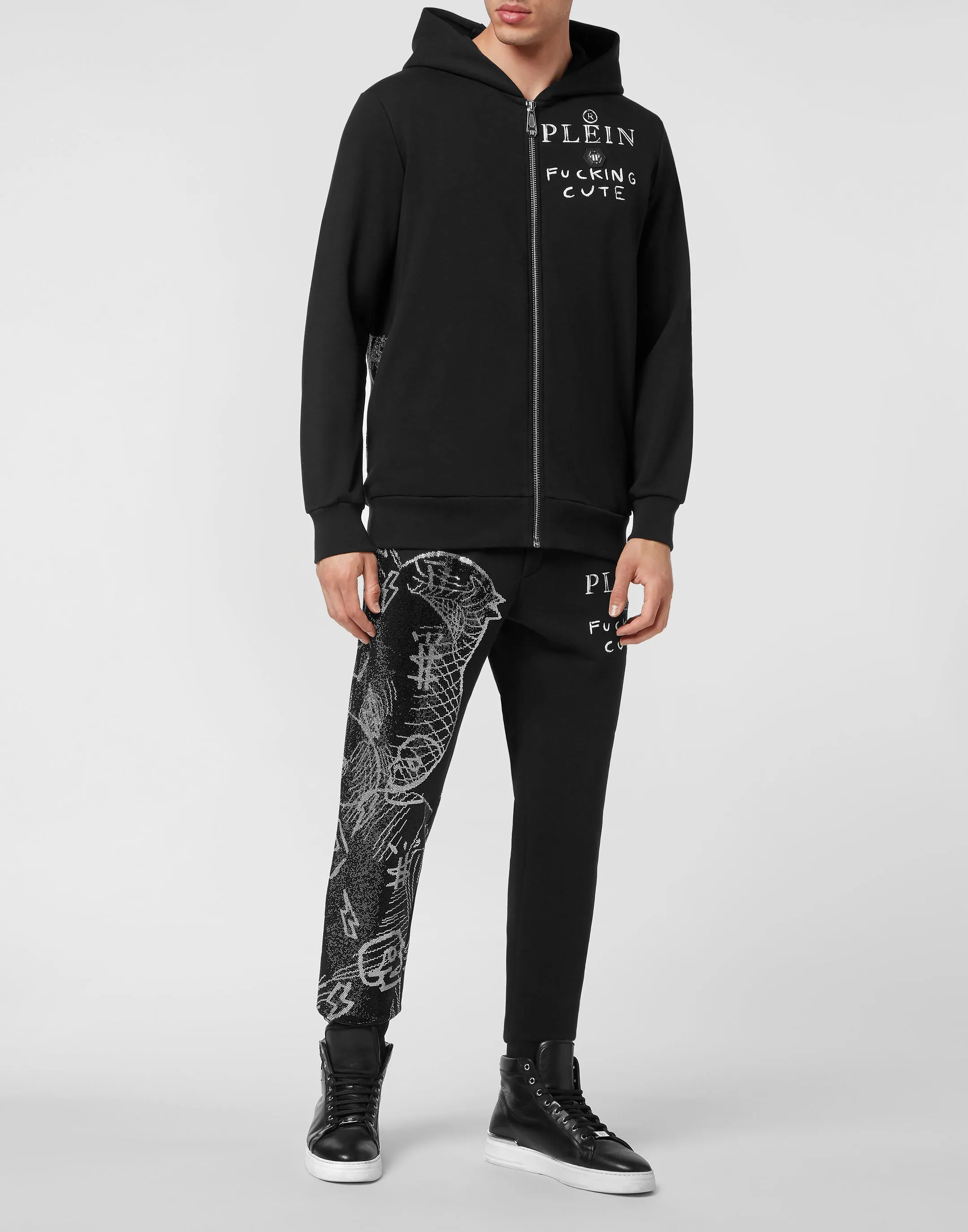 Jogging Tracksuit: Hoodie/Trousers Teddy Bear with Crystals