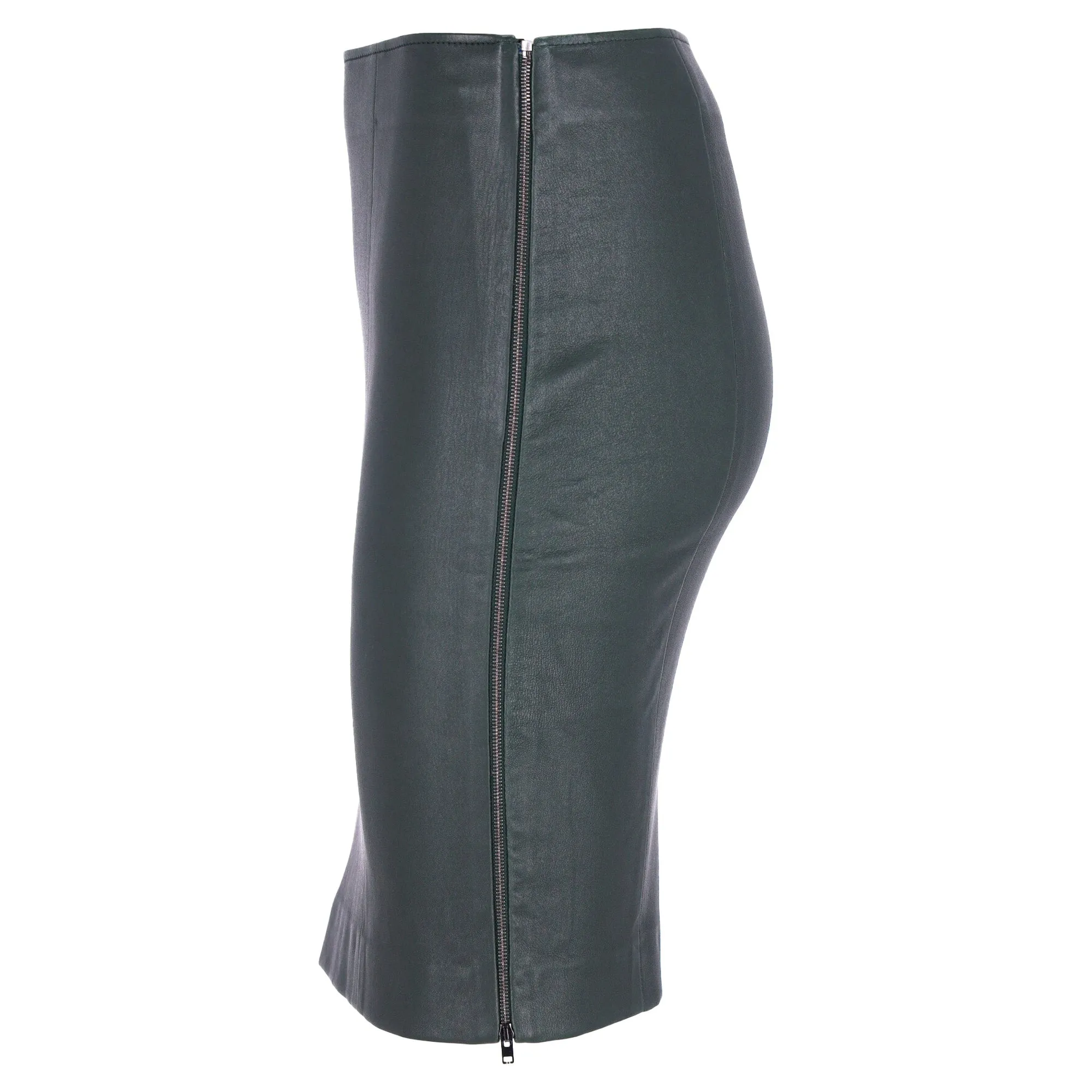 Joseph Pencil Skirt in Green Lambskin Leather
