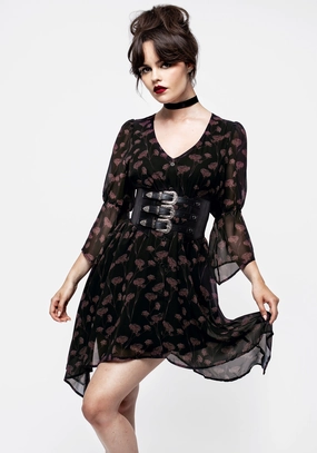 Judas V-Neck Flute Sleeve Mini Shirt Dress Dresses Womens - summer dresses discount