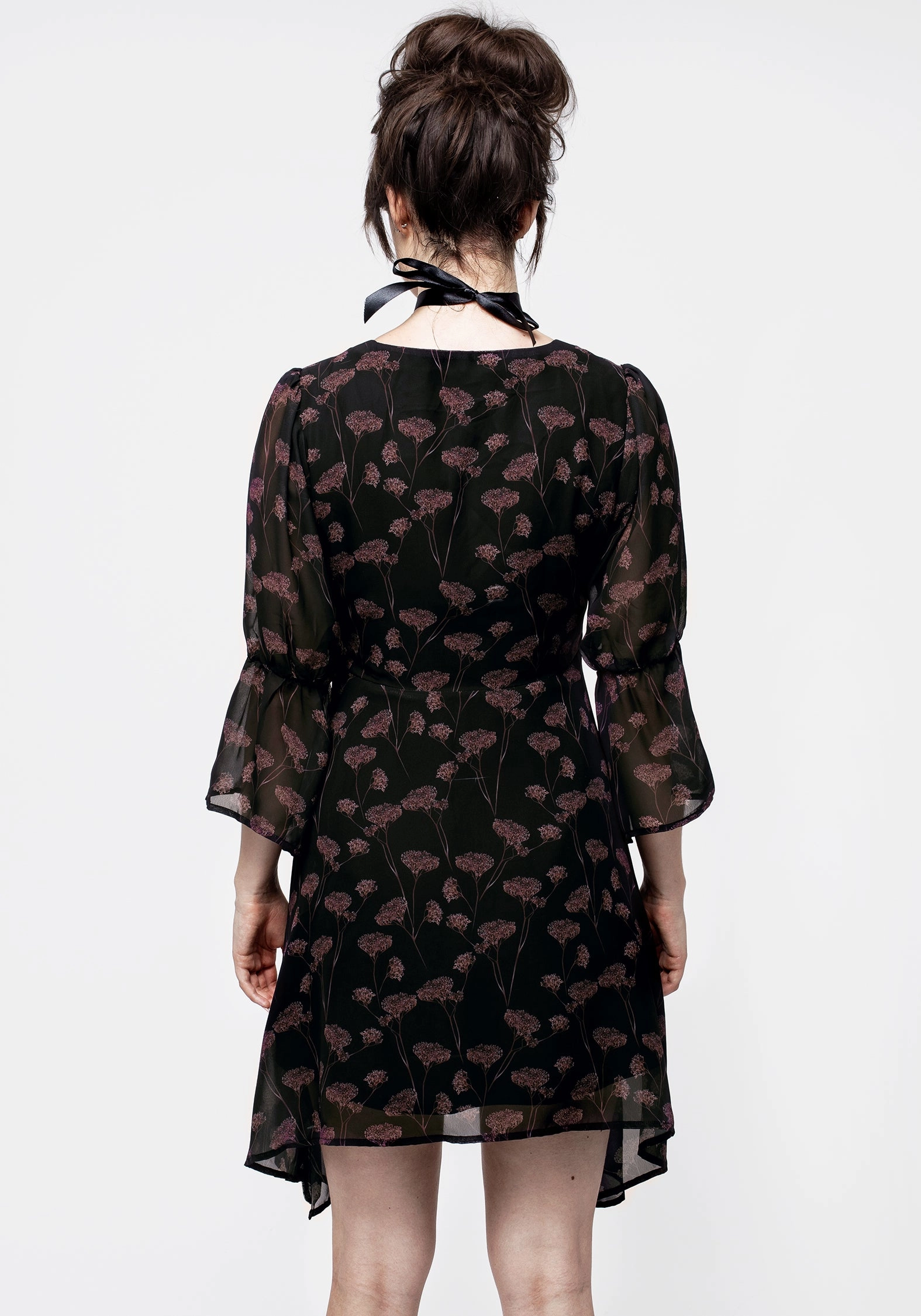 Judas V-Neck Flute Sleeve Mini Shirt Dress