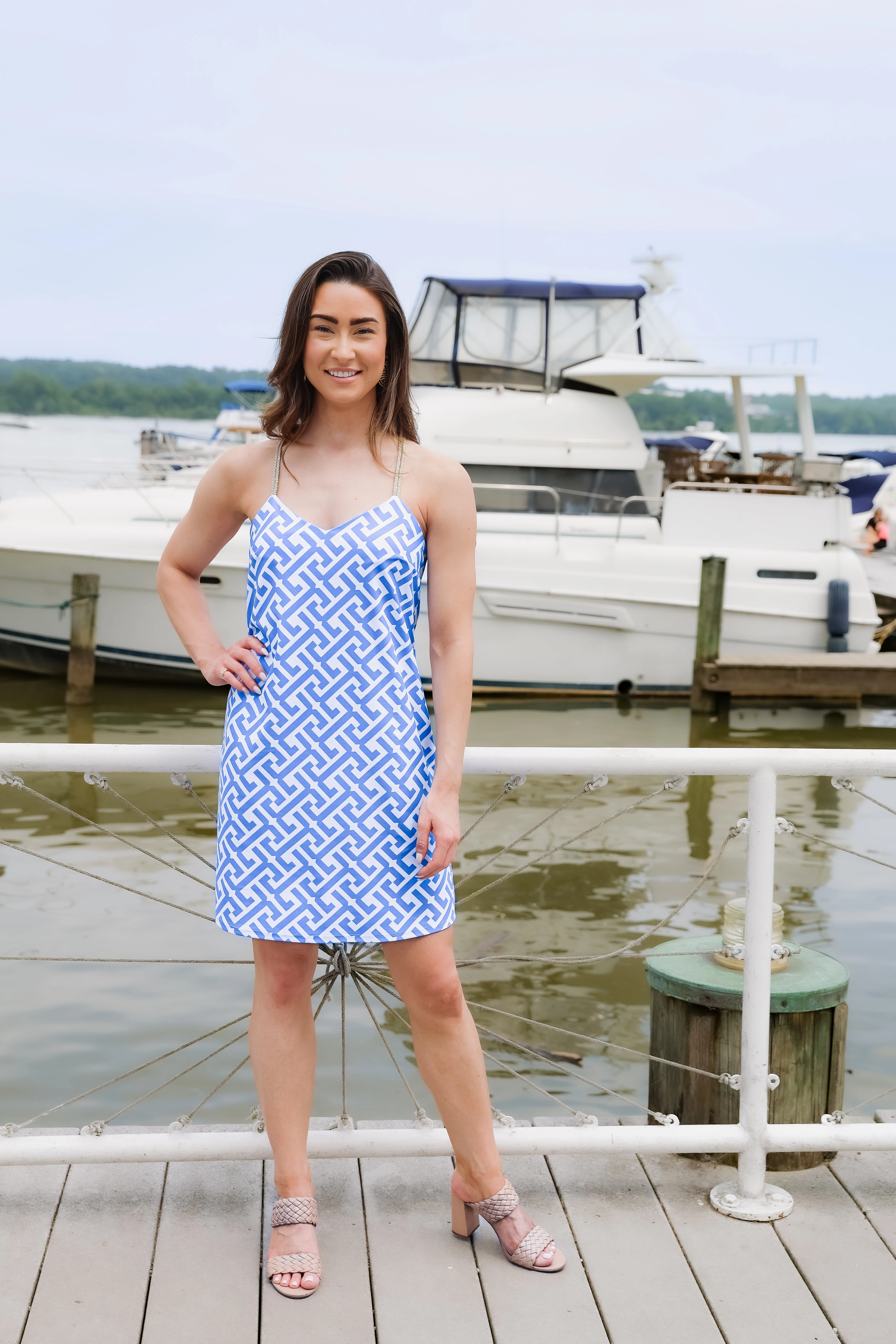 Jude Connally Bailey Dress - Grand JC Key Cornflower