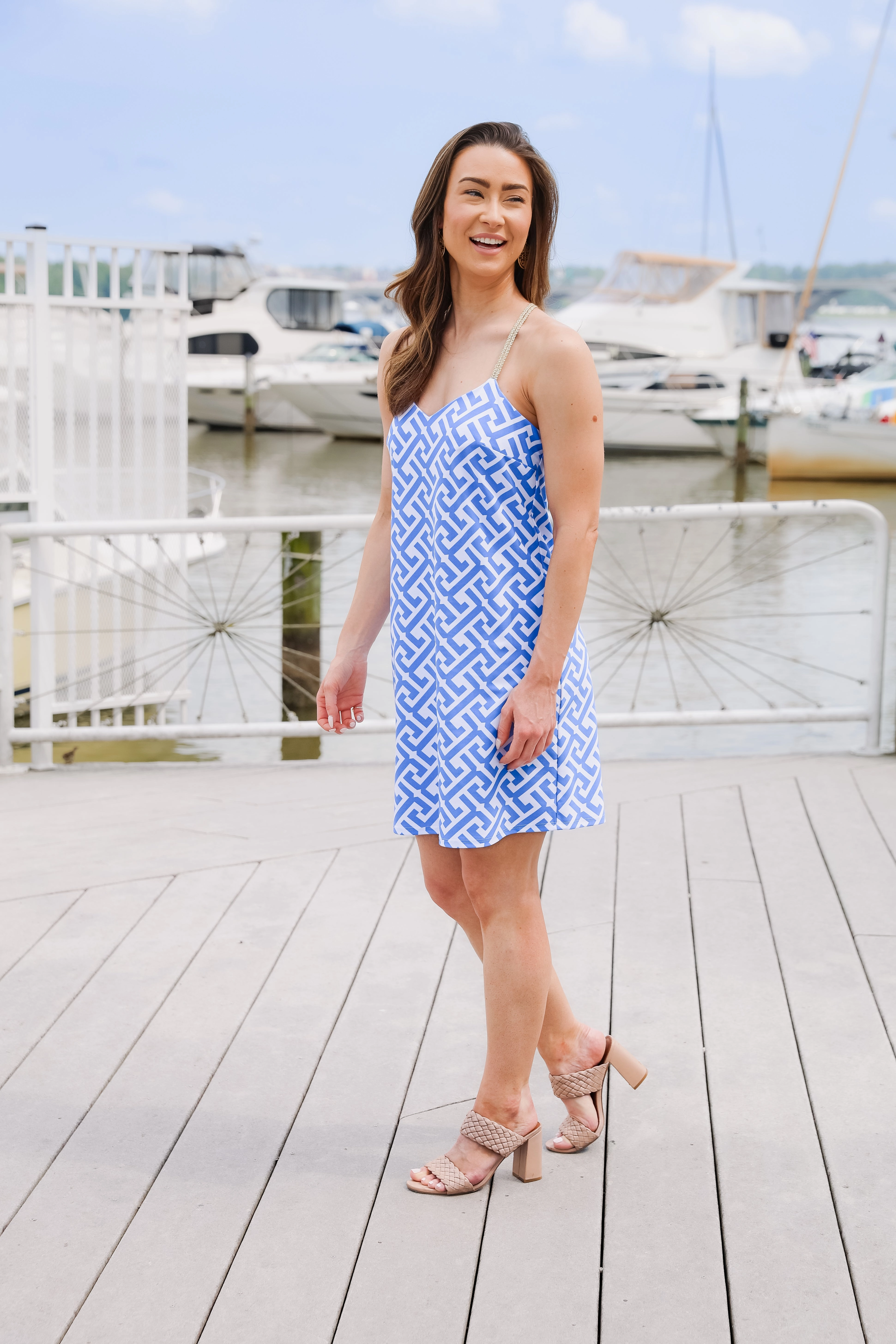 Jude Connally Bailey Dress - Grand JC Key Cornflower
