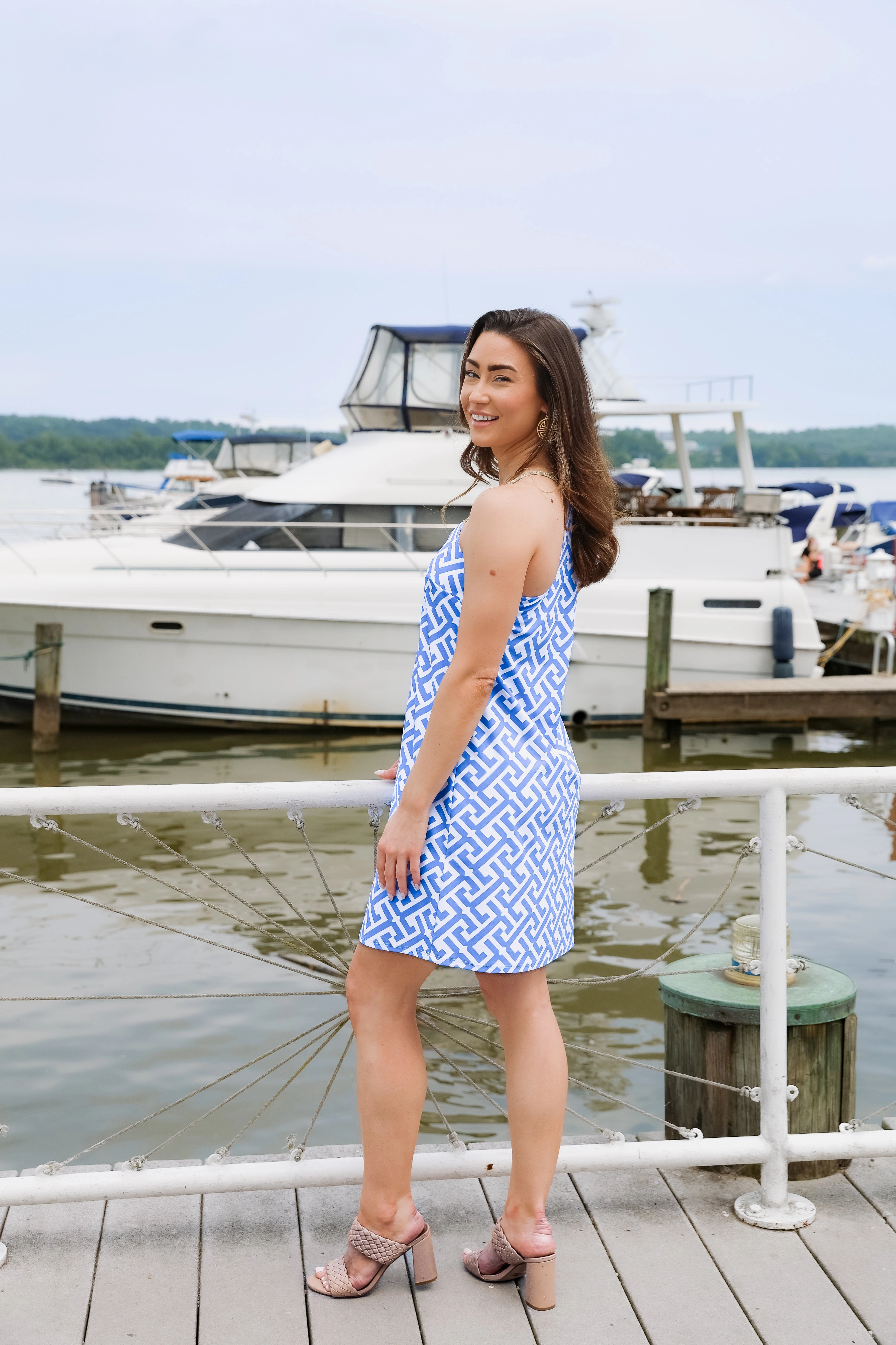 Jude Connally Bailey Dress - Grand JC Key Cornflower