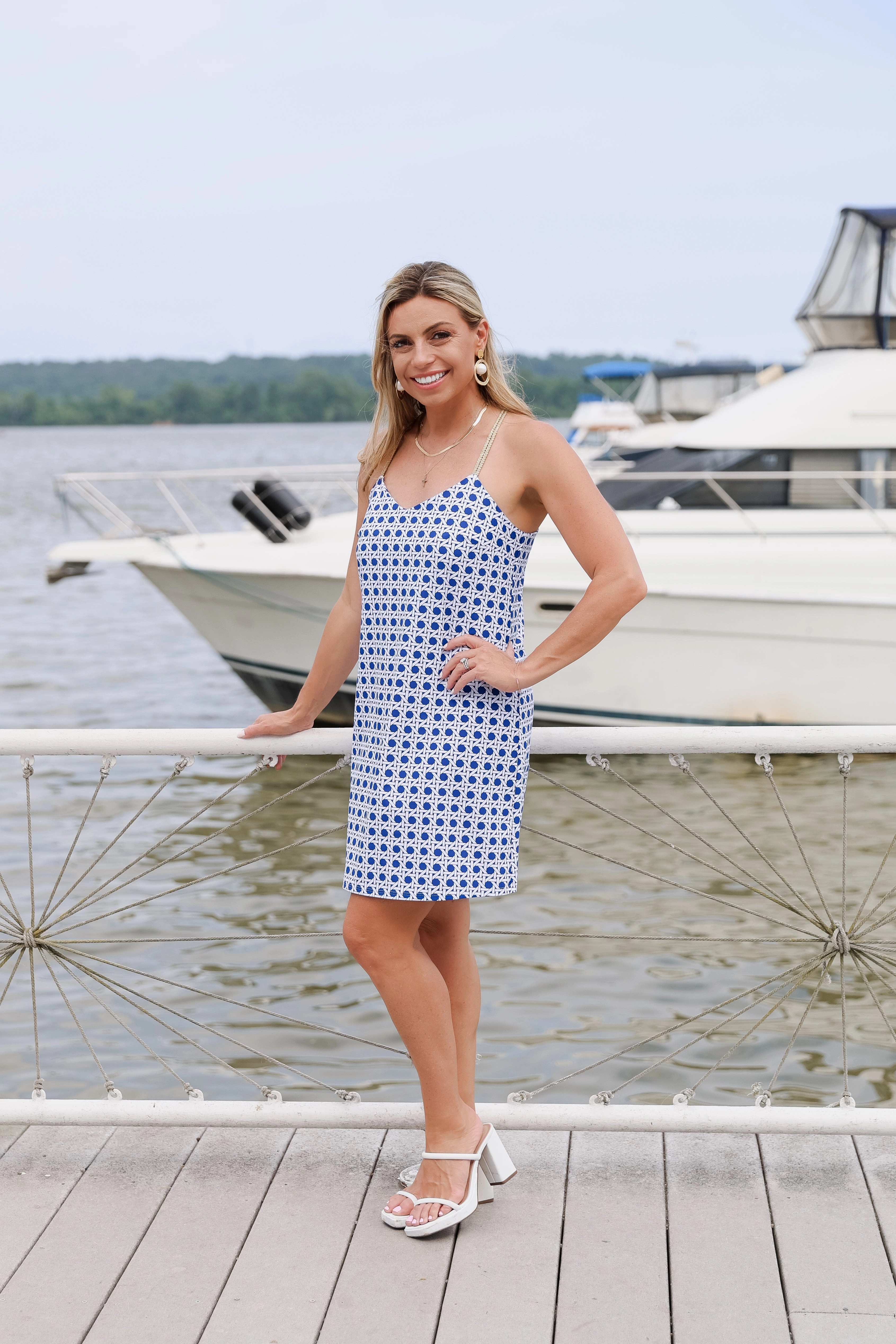 Jude Connally Bailey Dress - Petite Rattan Cobalt