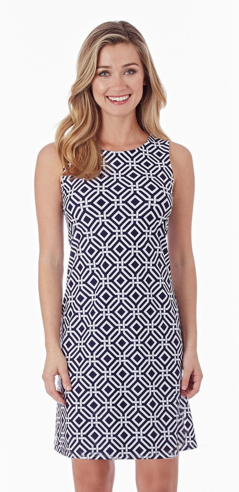 Jude Connally Beth Shift Dress in Grand Links Navy