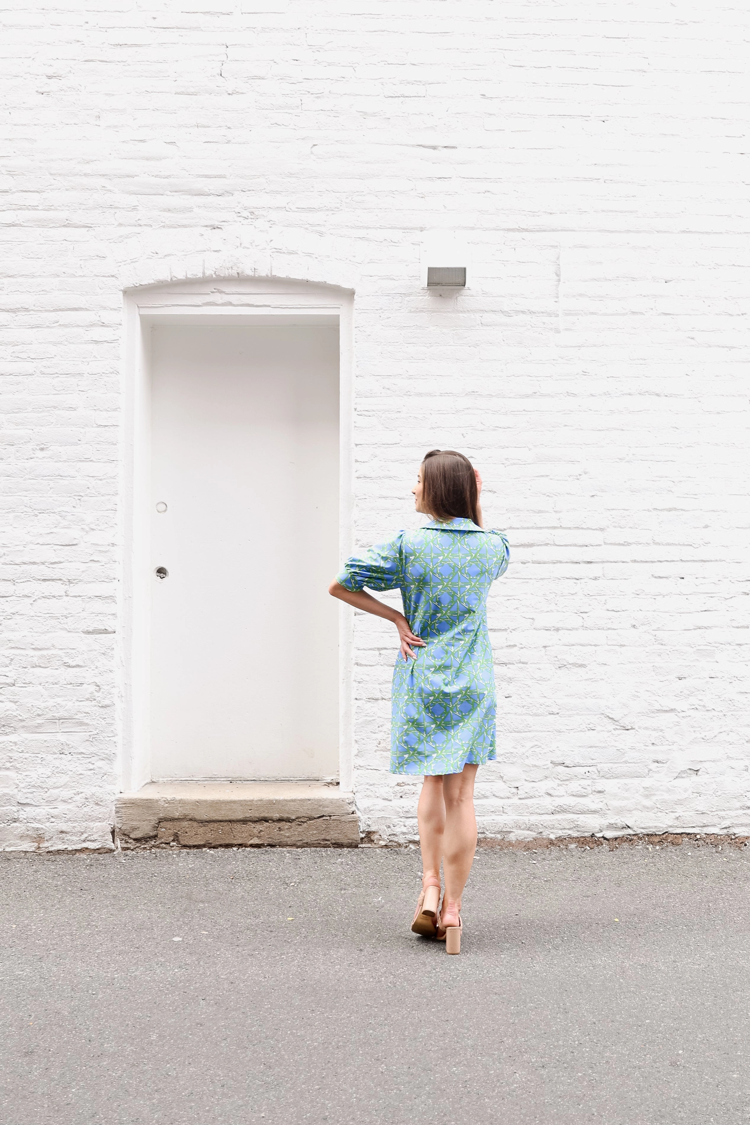 Jude Connally Emerson Dress - Bamboo Rattan Cornflower