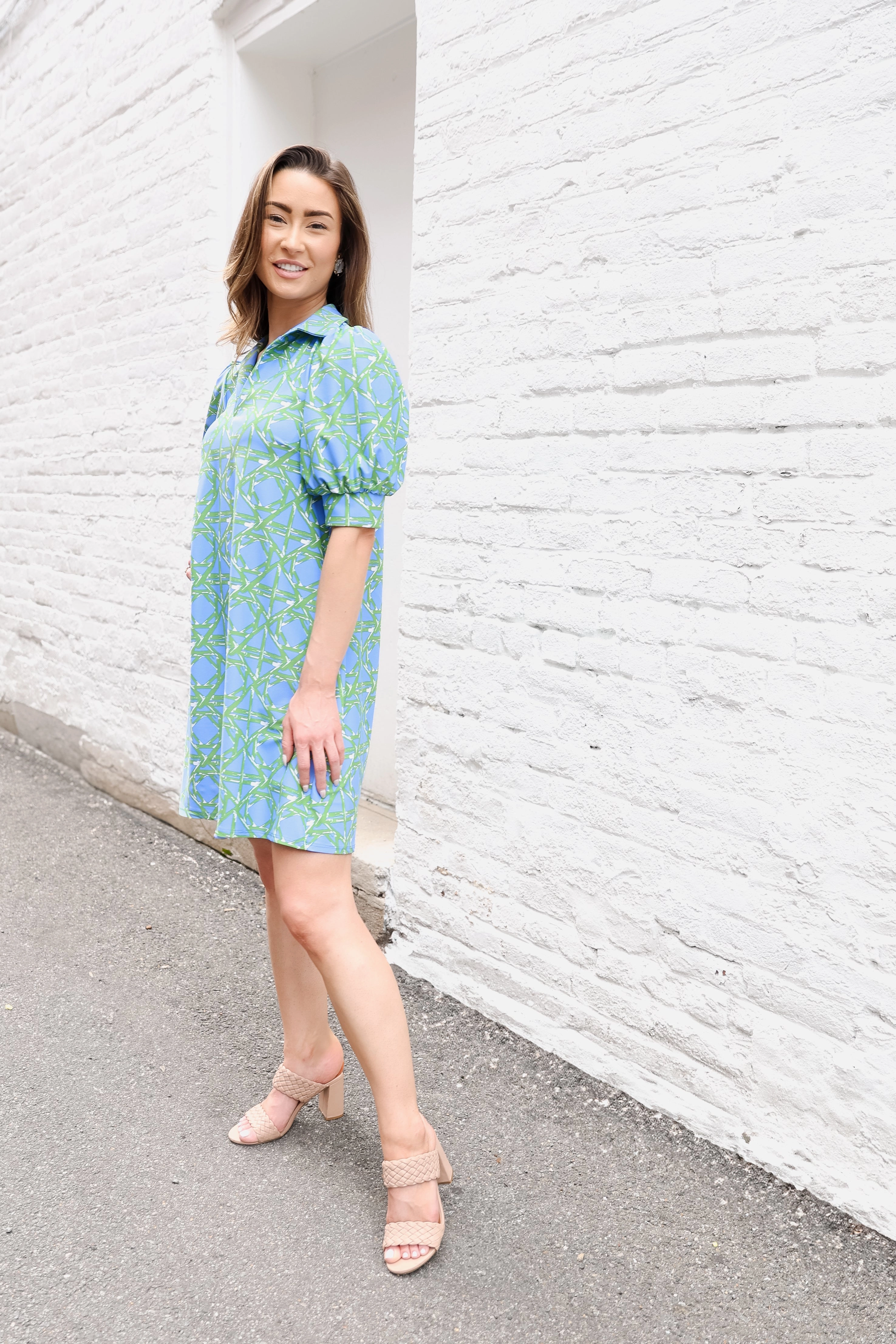 Jude Connally Emerson Dress - Bamboo Rattan Cornflower