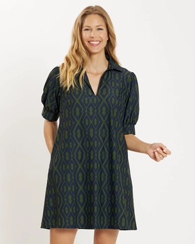 Jude Connally Emerson Dress - Moroccan Trellis Navy Loden maxi dresses clearance