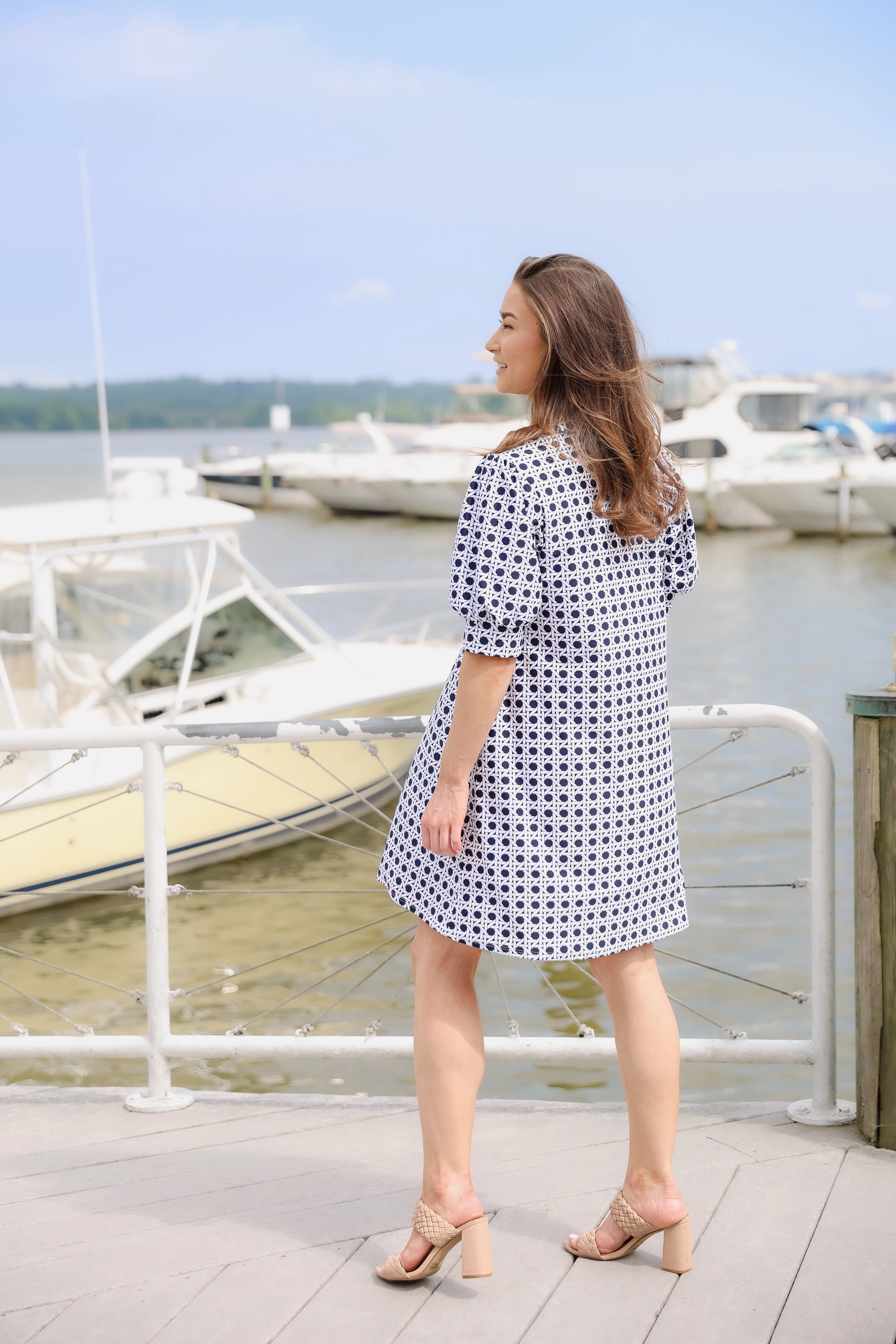 Jude Connally Emerson Dress - Petite Rattan Navy