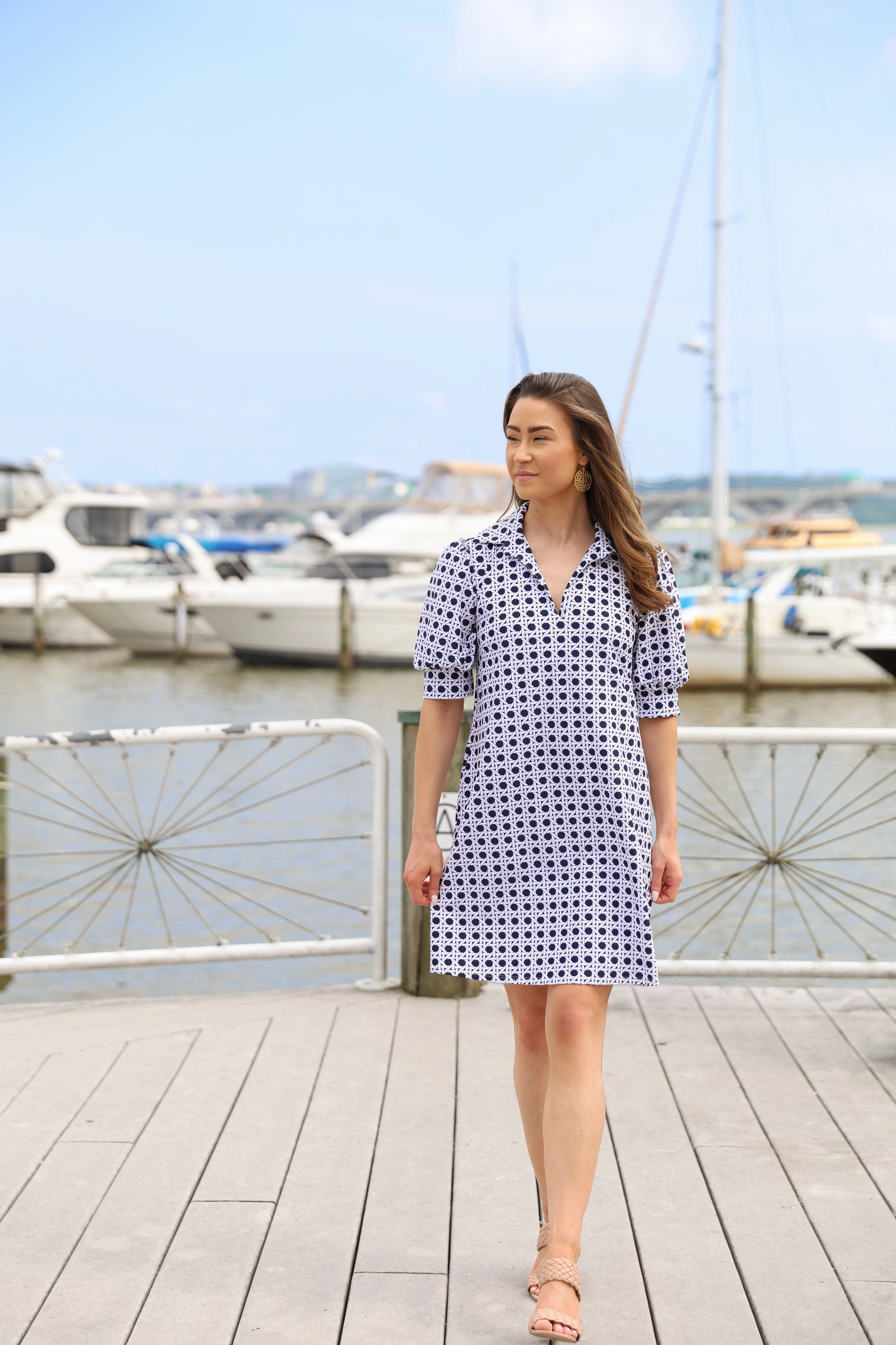 Jude Connally Emerson Dress - Petite Rattan Navy