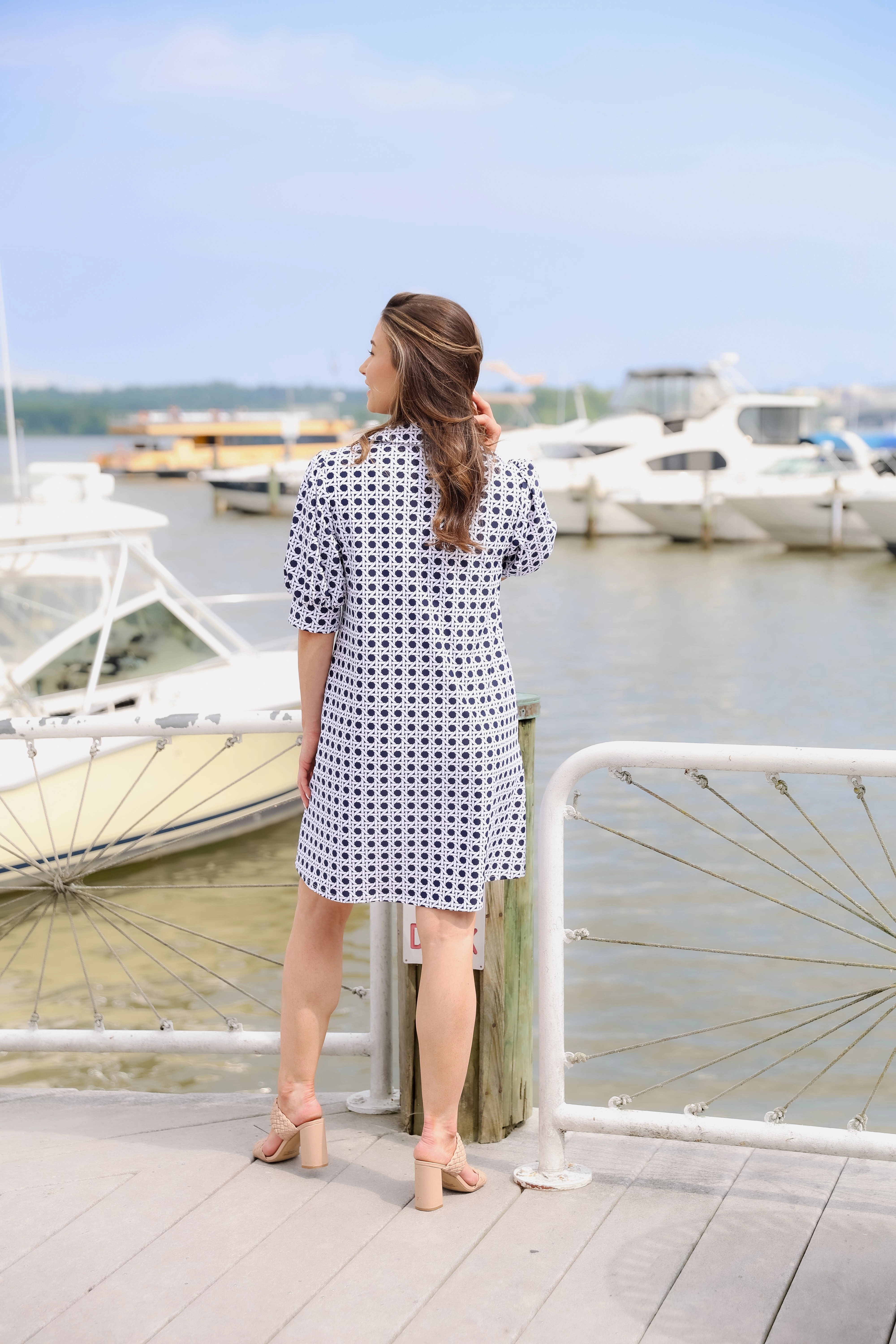 Jude Connally Emerson Dress - Petite Rattan Navy