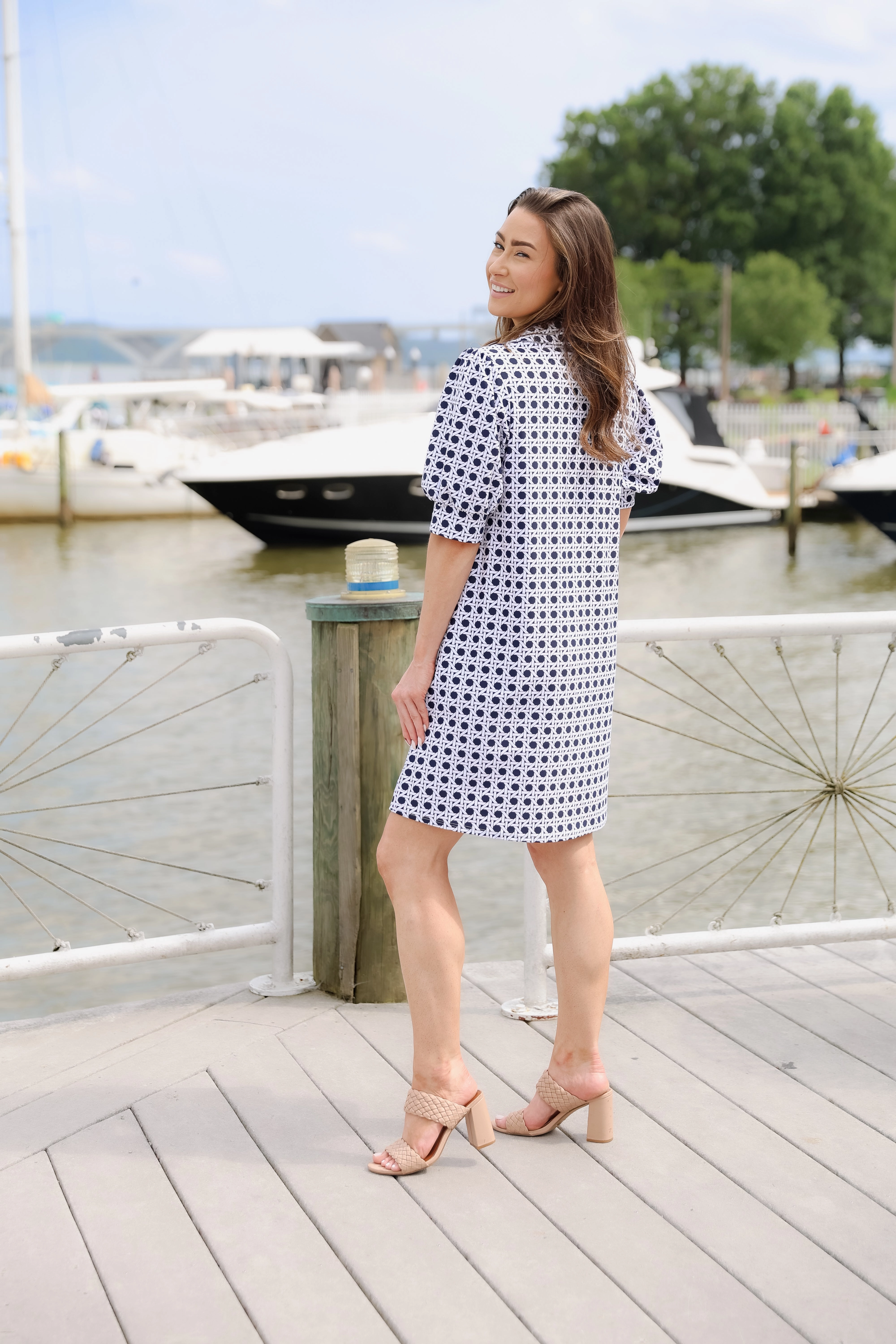 Jude Connally Emerson Dress - Petite Rattan Navy