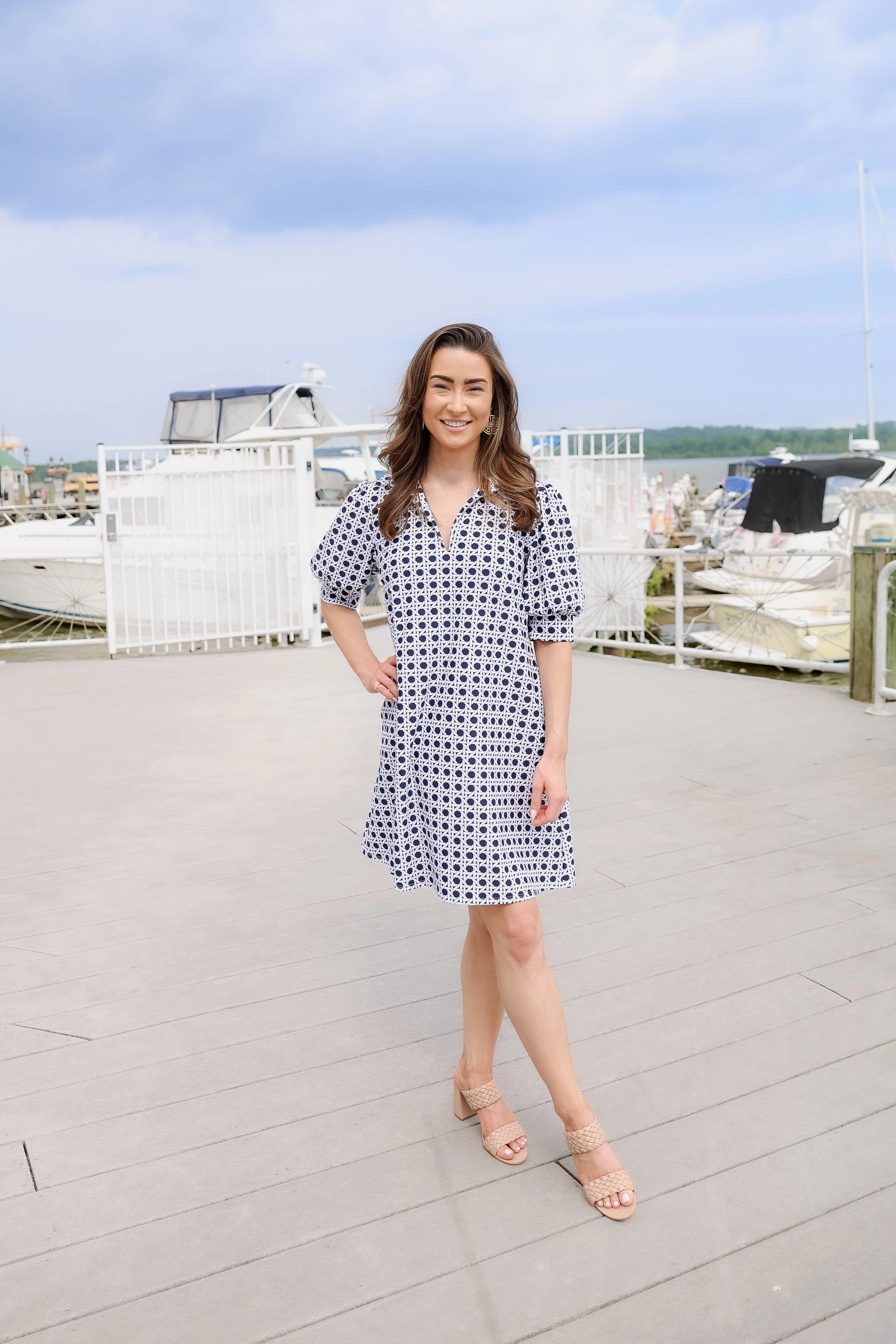 Jude Connally Emerson Dress - Petite Rattan Navy