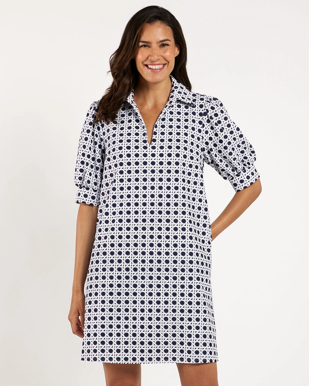 Jude Connally Emerson Dress - Petite Rattan Navy