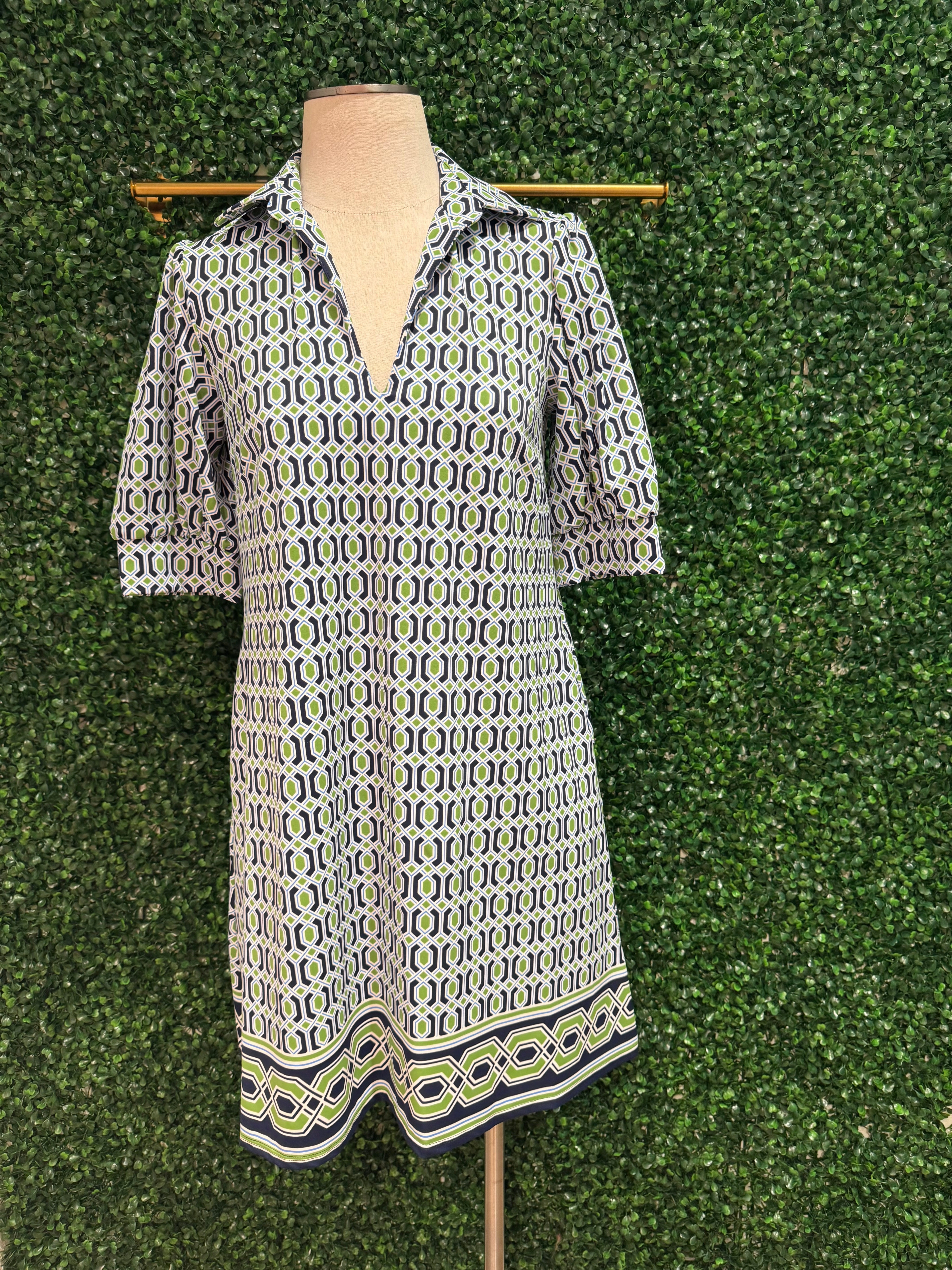 Jude Connally Emerson Dress - Terrace Geo Border Navy maxi dresses clearance