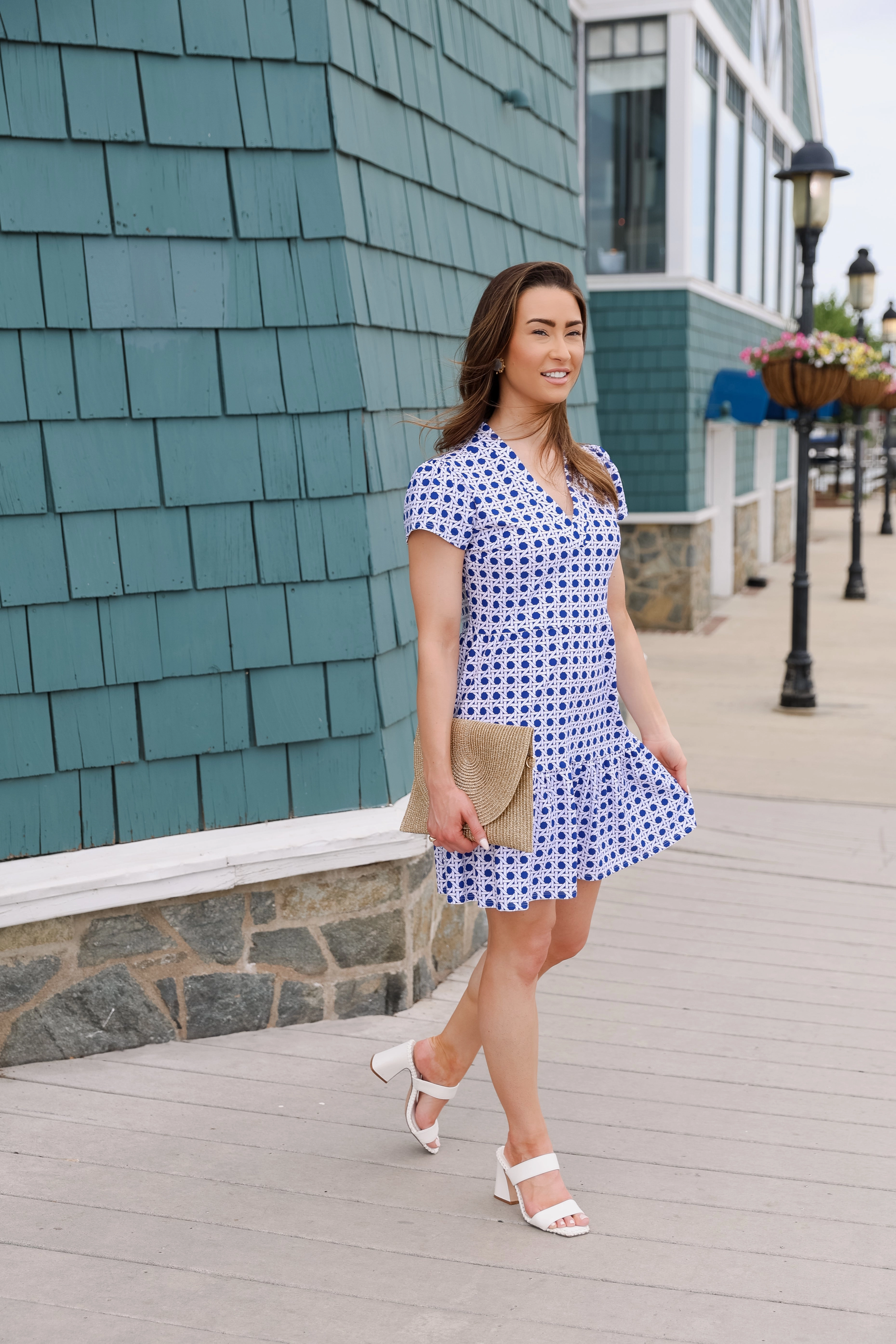 Jude Connally Ginger Dress - Petite Rattan Cobalt