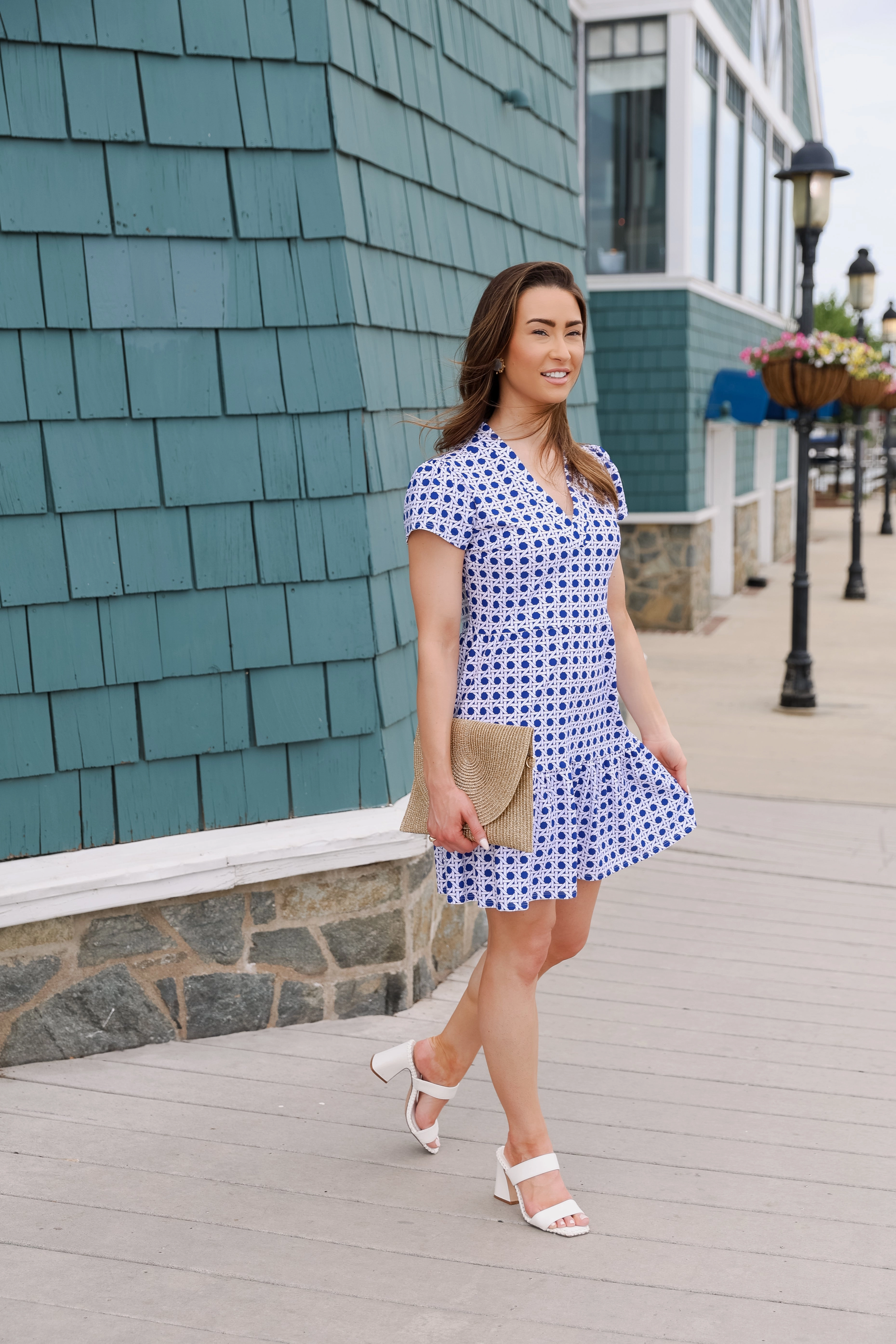 Jude Connally Ginger Dress - Petite Rattan Cobalt