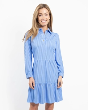 Jude Connally Henley Dress - Thin Stripe Periwinkle maxi dresses clearance