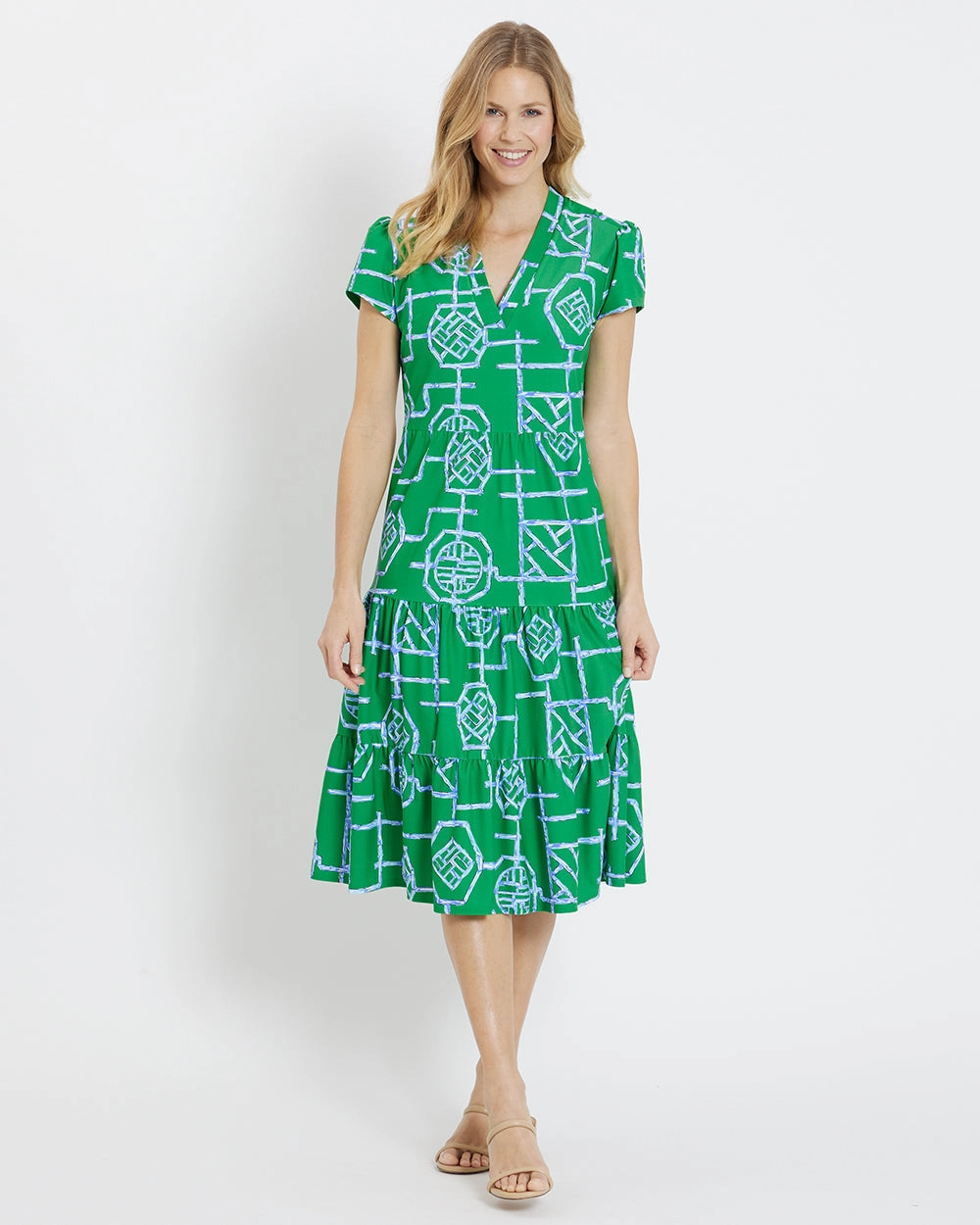 Jude Connally Libby Dress - Bamboo Lattice Shamrock womens gowns outlet