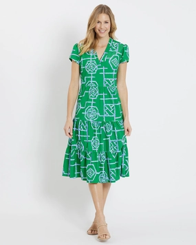Jude Connally Libby Dress - Bamboo Lattice Shamrock womens gowns outlet