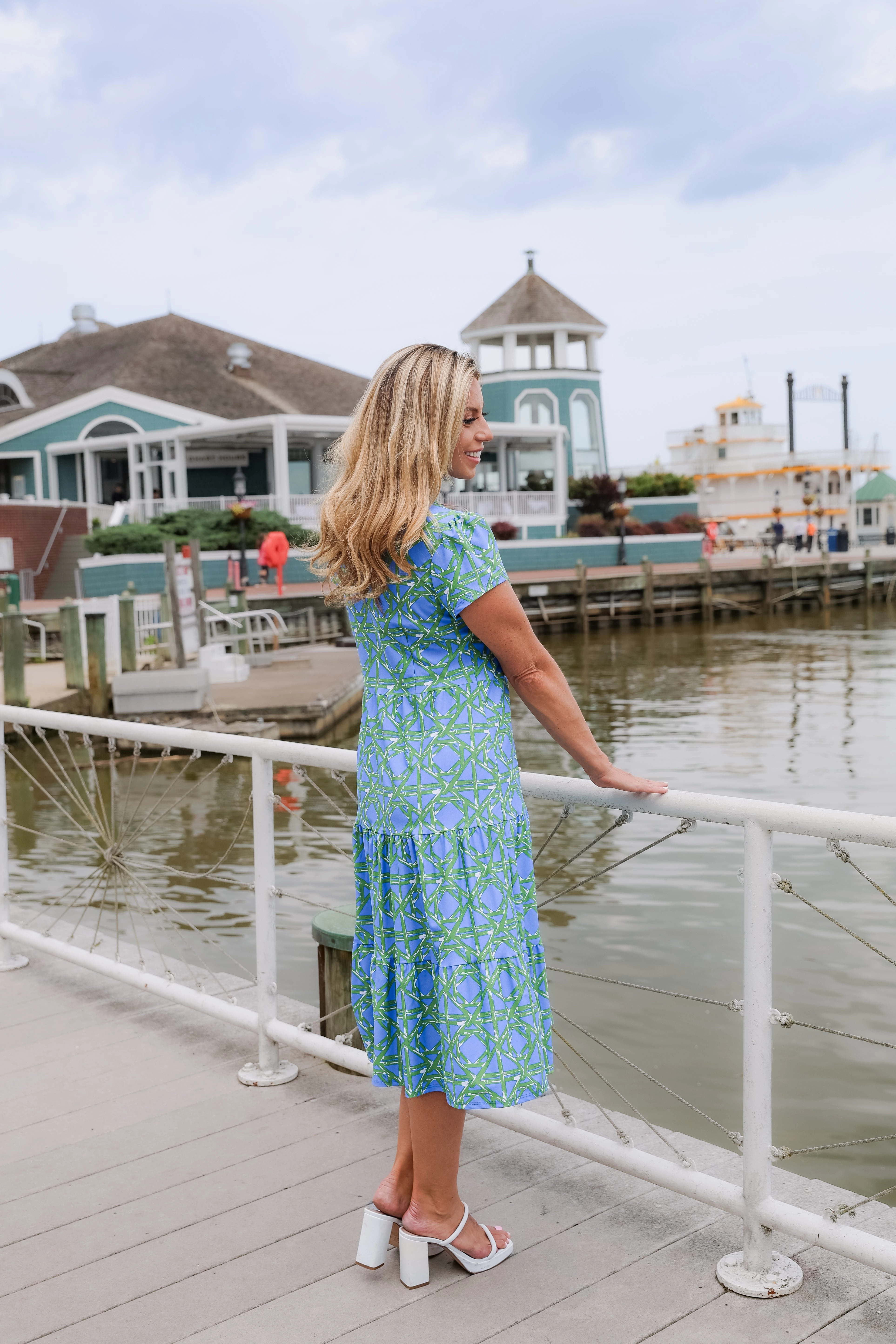Jude Connally Libby Dress - Bamboo Rattan Cornflower