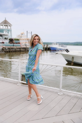 Jude Connally Libby Dress - Bamboo Rattan Cornflower maxi dresses clearance