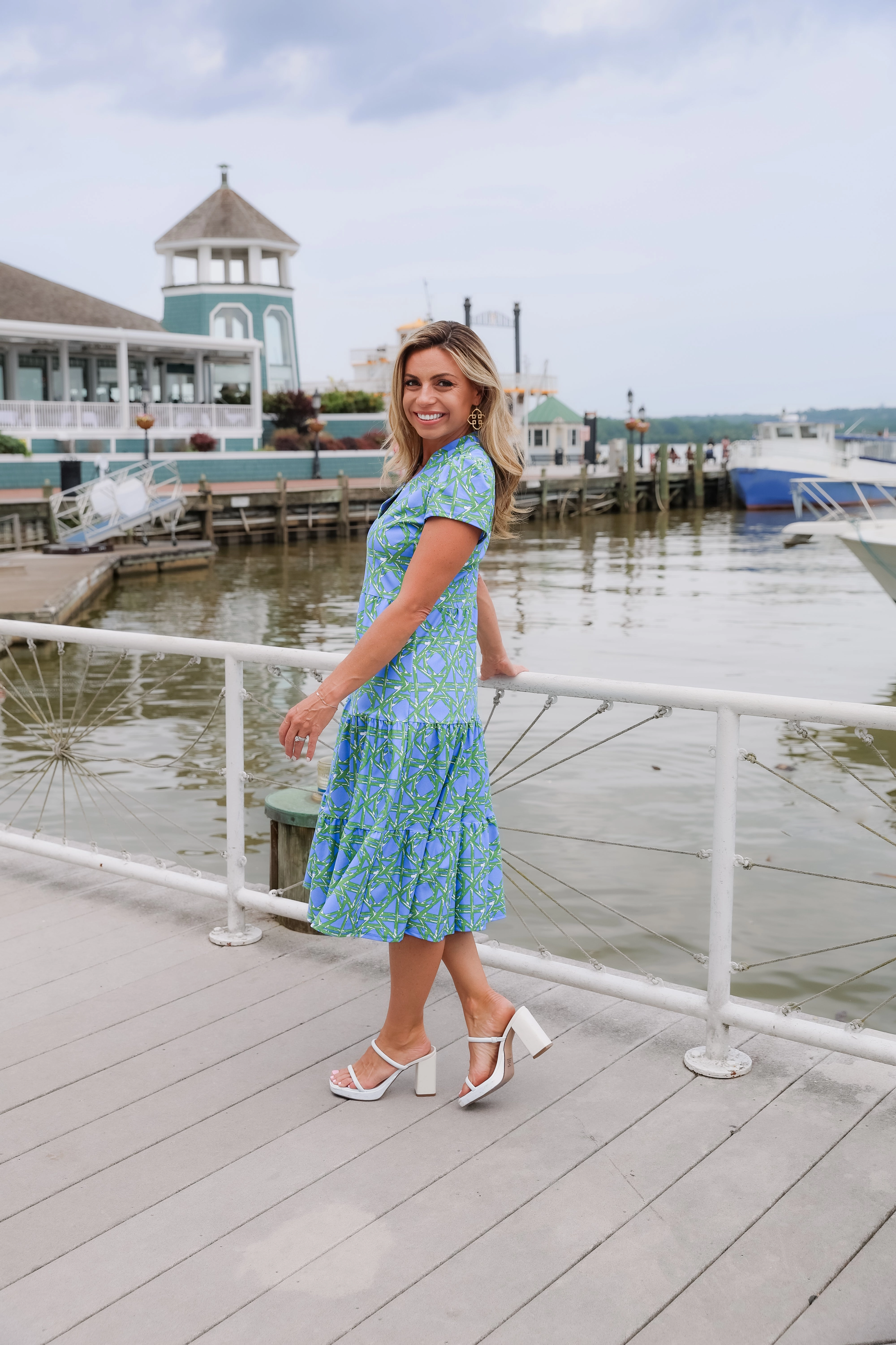 Jude Connally Libby Dress - Bamboo Rattan Cornflower